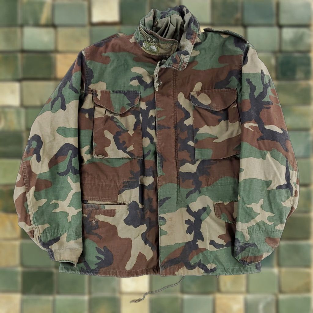Alpha Industries VINTAGE Alpha Industries M65 Jacket Woodland Camo Mens M Regular Military Jacket M Size US M / EU 48-50 / 2 - 1 Thumbnail