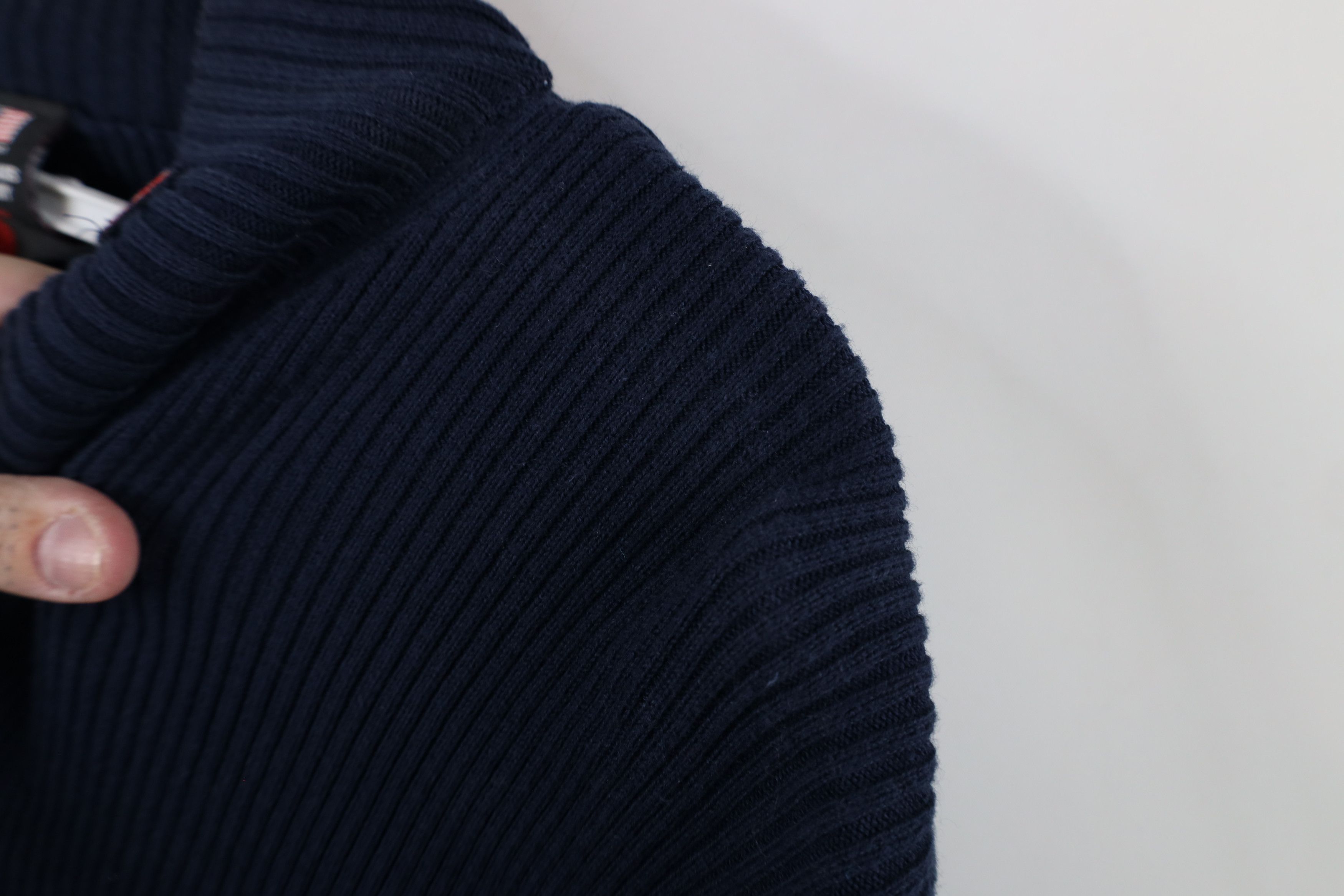 Ralph Lauren × Vintage Vintage 90s Ralph Lauren Ribbed Knit Mock Neck Sweater Blue Size L / US 10 / IT 46 - 9 Thumbnail