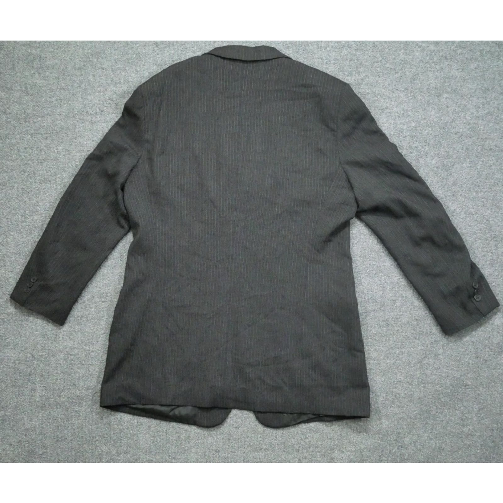 Emporio Armani VINTAGE Emporio Armani Jacket Blazer Mens 46 Grey Black Striped Made In Italy Size 46R - 5 Thumbnail