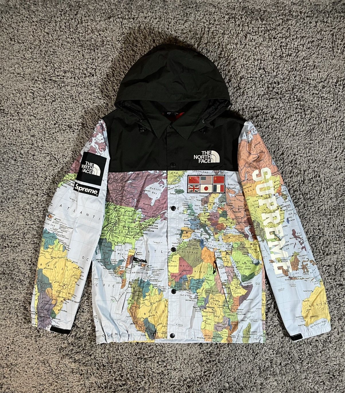 シュプリーム ×ノースフェイス THE NORTH FACE  14SS  Expedition Coaches Jacket MAP国旗エクスペディションコーチジャケットブルゾン メンズ M 2014 Supreme x The North Face Atlas World Map Expedition Coaches