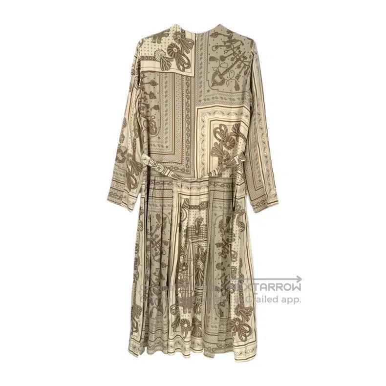 Hermes Hermes Beige Rope Pattern Silk Dress with Belt Size S / US 4 / IT 40 - 2 Thumbnail