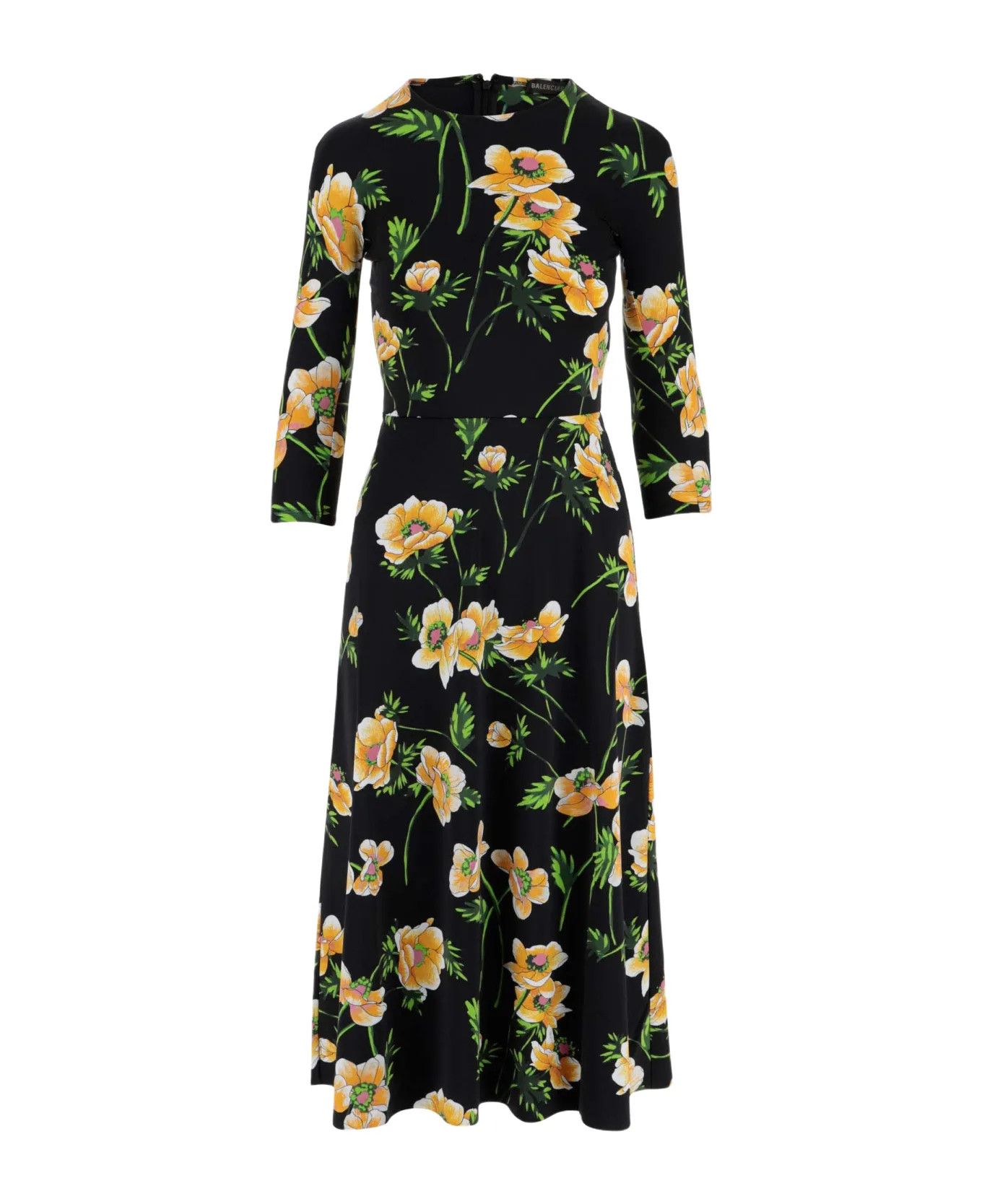 Balenciaga o1bcso1str0525 Floral A-Line Crewneck Dress in Multicolor Size M / US 6-8 / IT 42-44 - 1 Thumbnail