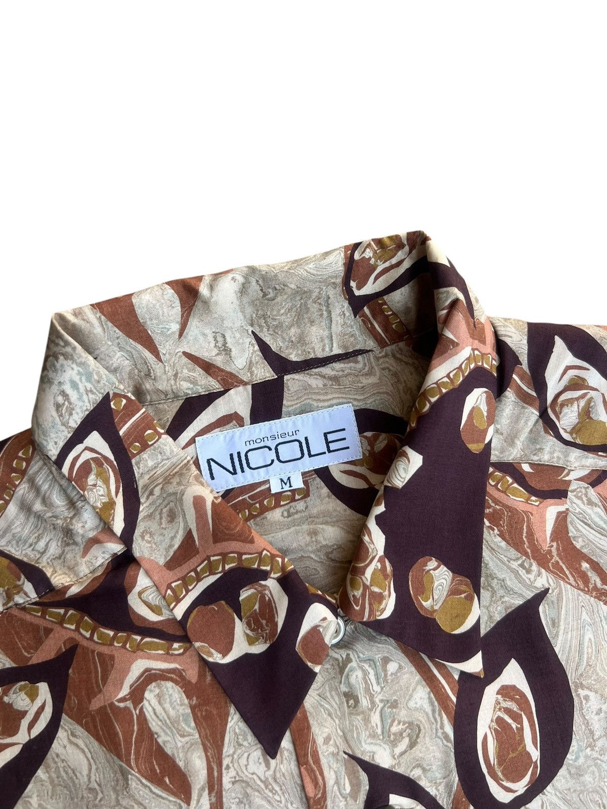 Japanese Brand Vintage 90s Monsieur Nicole Abstract Art 100% Silk Shirt Size US M / EU 48-50 / 2 - 5 Thumbnail