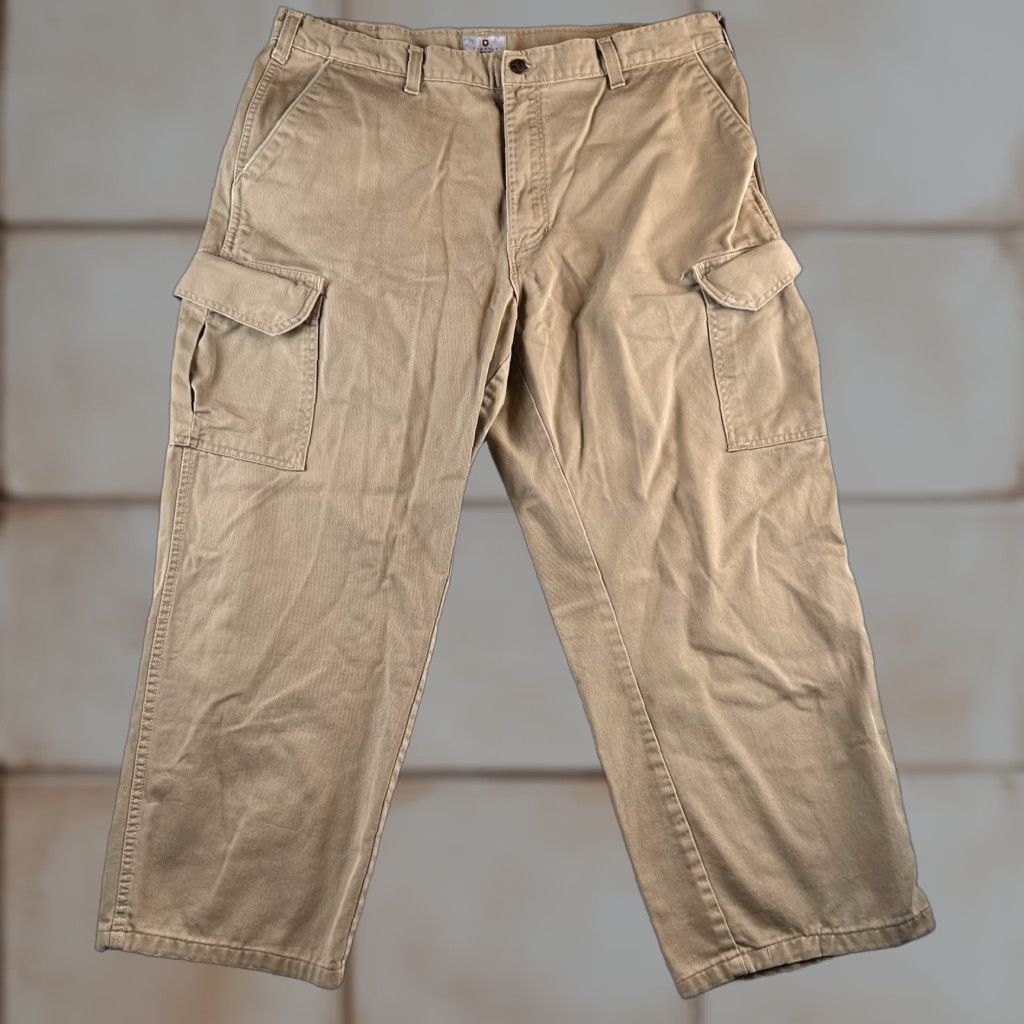 Vintage VTG Tyndale FR Cargo Pants Mens 40x32 Flame Resistant Workwear Beige Cotton Polyester Canvas Cargo Pocket USA multiple seasons Mens Size US 40 / EU 56 - 1 Thumbnail