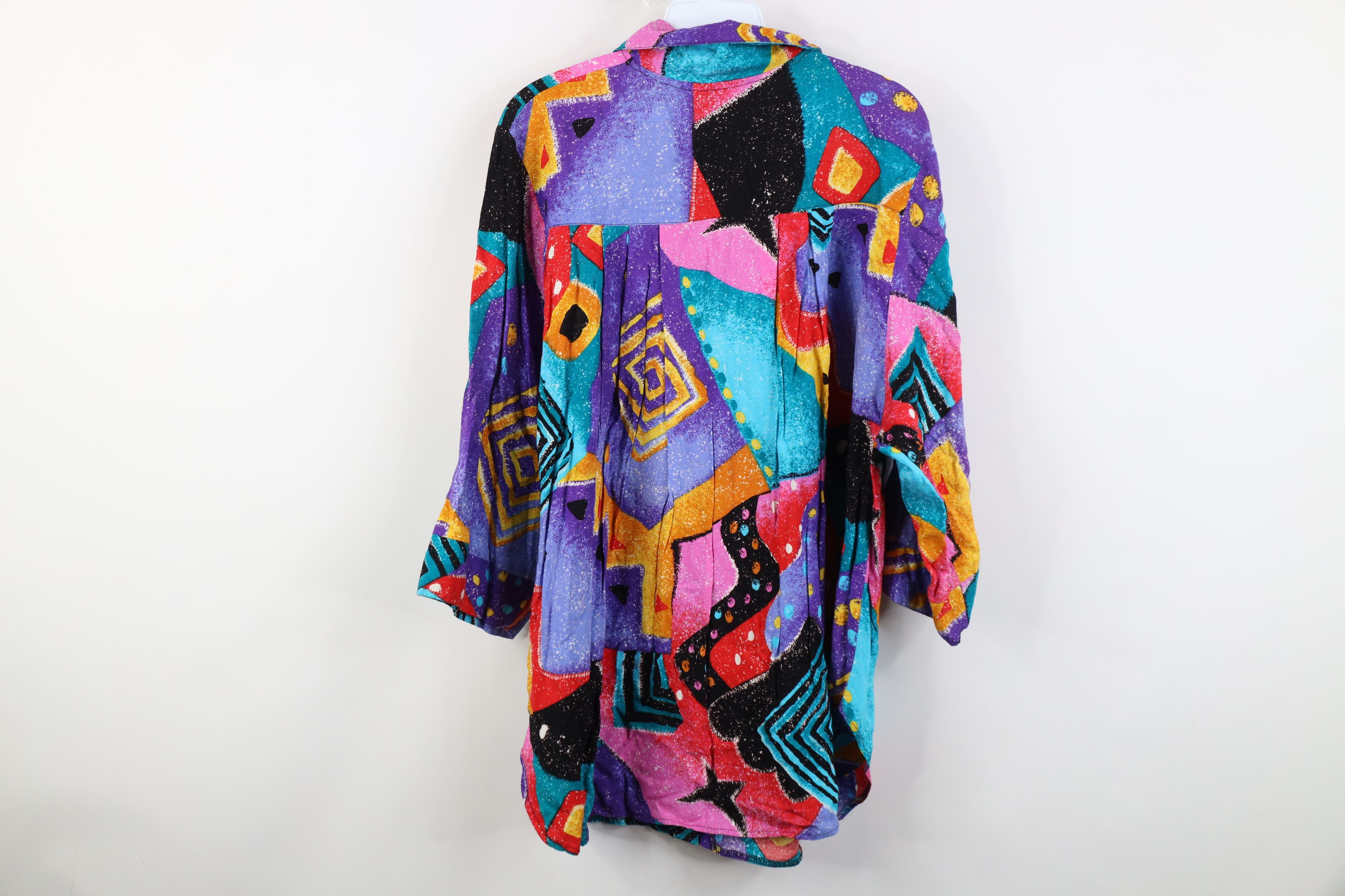 Vintage 90s Streetwear 3/4 Sleeve Abstract Button Shirt USA