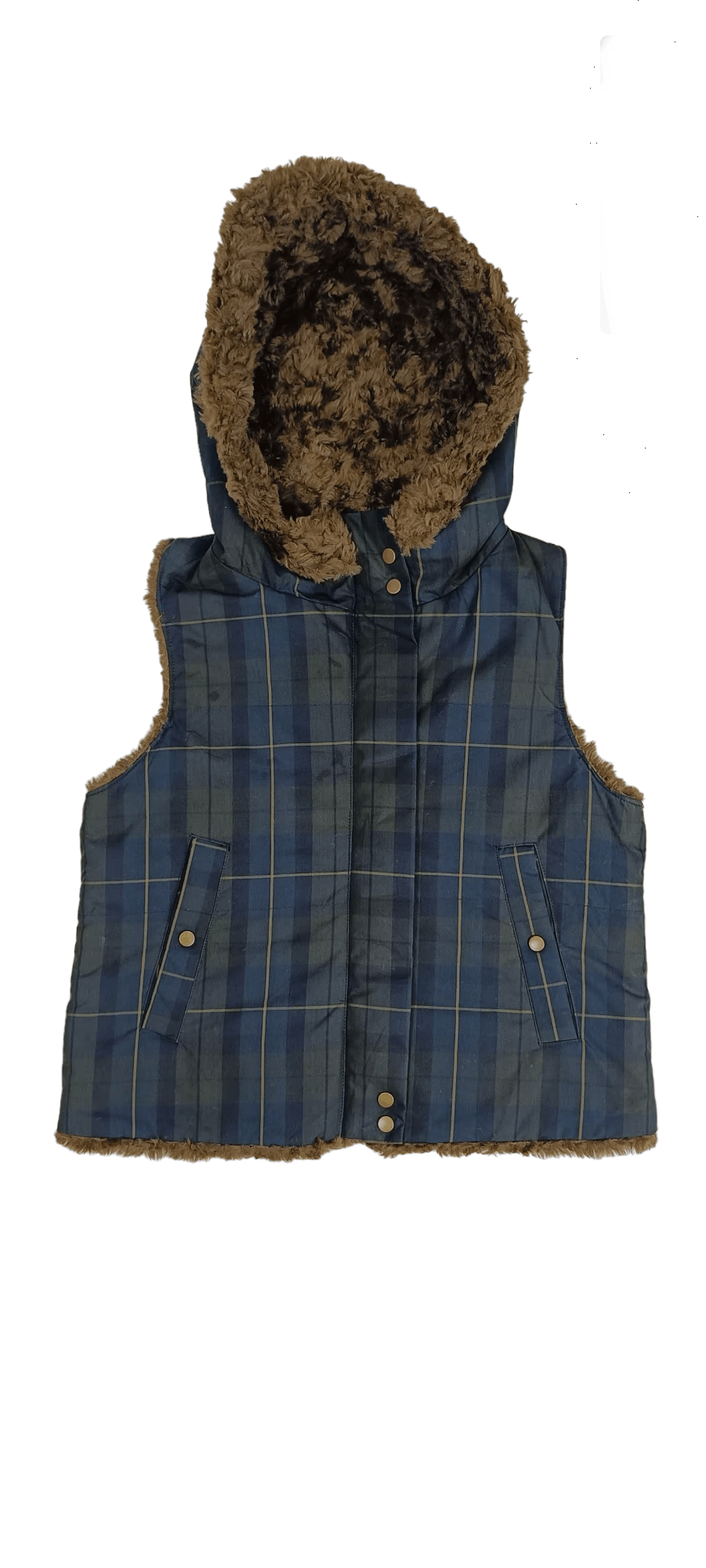 Japanese Brand REVERSIBLE FUR/CHECKER SLEEVELESS JACKET Size US S / EU 44-46 / 1 - 1 Thumbnail