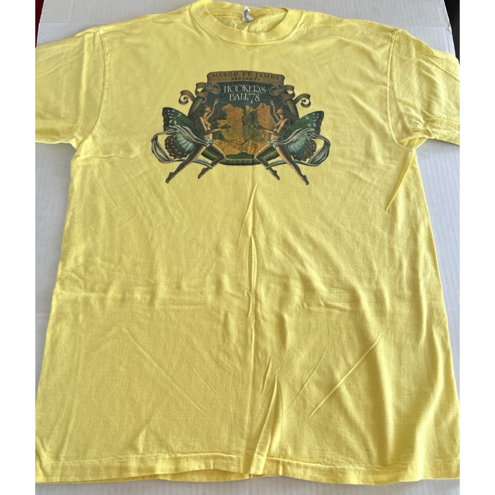 Hanes VINTAGE 1978 Hookers Ball Graphic Tee XL Hanes Short Sleeve Yellow Art Deco Unisex Size US XL / EU 56 / 4 - 3 Thumbnail
