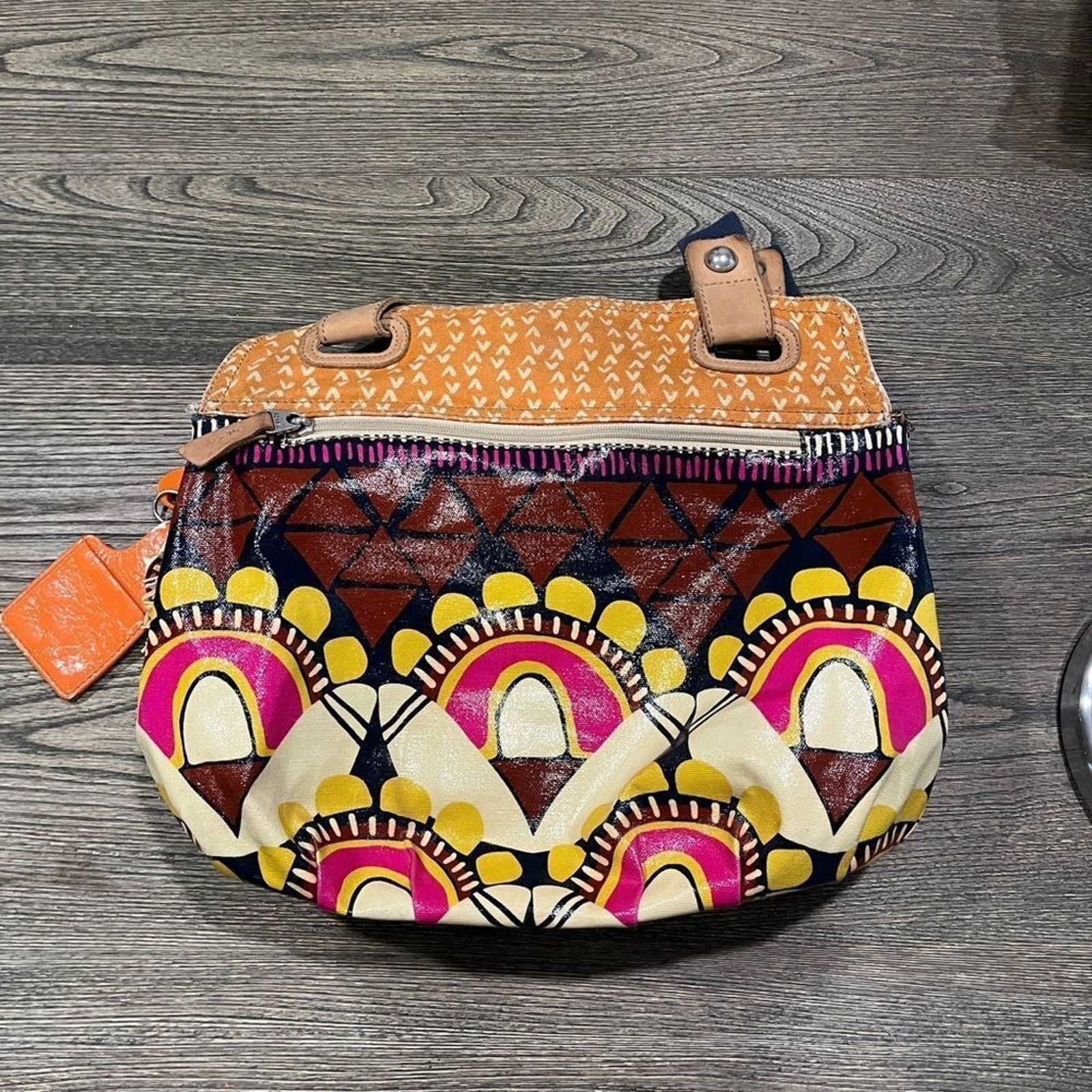 Fossil FOSSIL Coated Canvas LG Shoulder Bag Tote Floral Aztec Size ONE SIZE - 2 Thumbnail