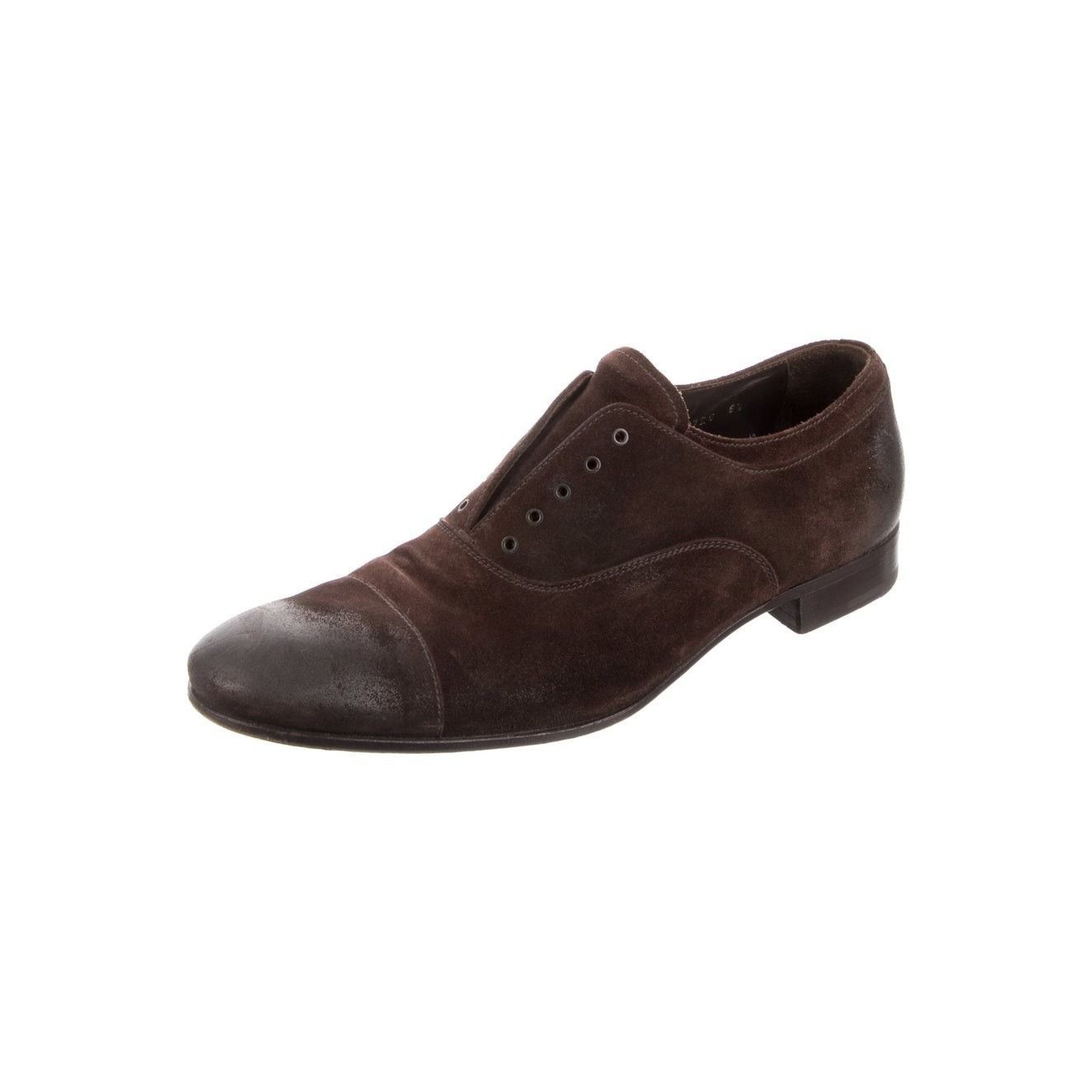 Prada Brushed Distressed Suede Cap Toe Oxfords Size US 8.5 / EU 41-42 - 2 Thumbnail