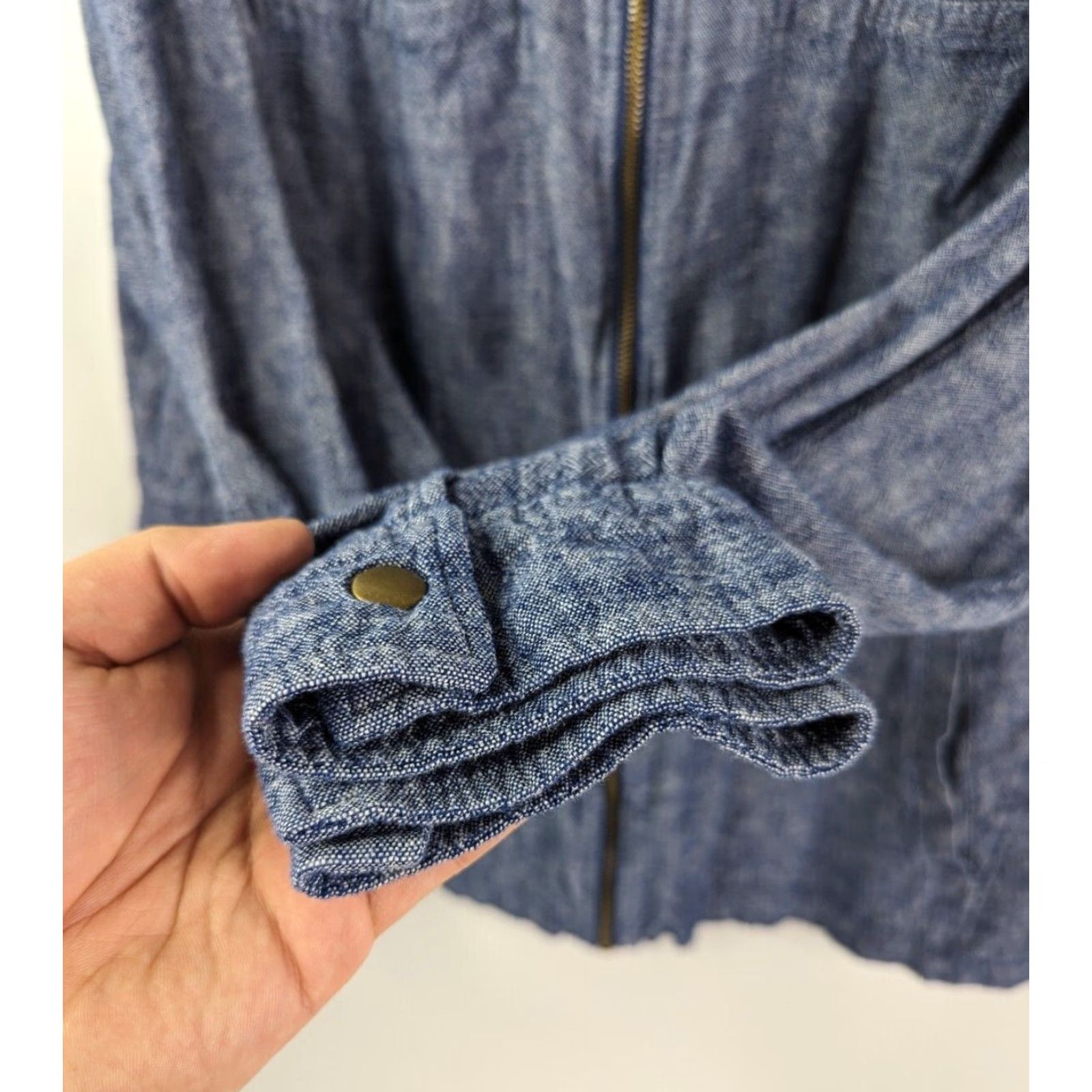 Old Navy Old Navy Women's Linen Blend Utility Jacket Adjustable Waist Chambray Blue Sz XL Size XL / US 12-14 / IT 48-50 - 2 Thumbnail