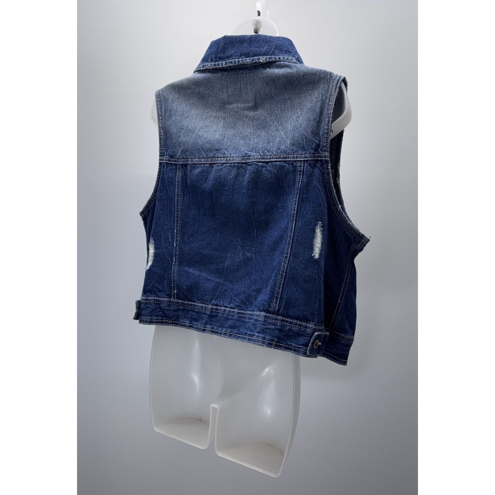 Other Amethyst Women’s Plus 1X Blue Denim Vest Distressed Size XL / US 12-14 / IT 48-50 - 3 Thumbnail