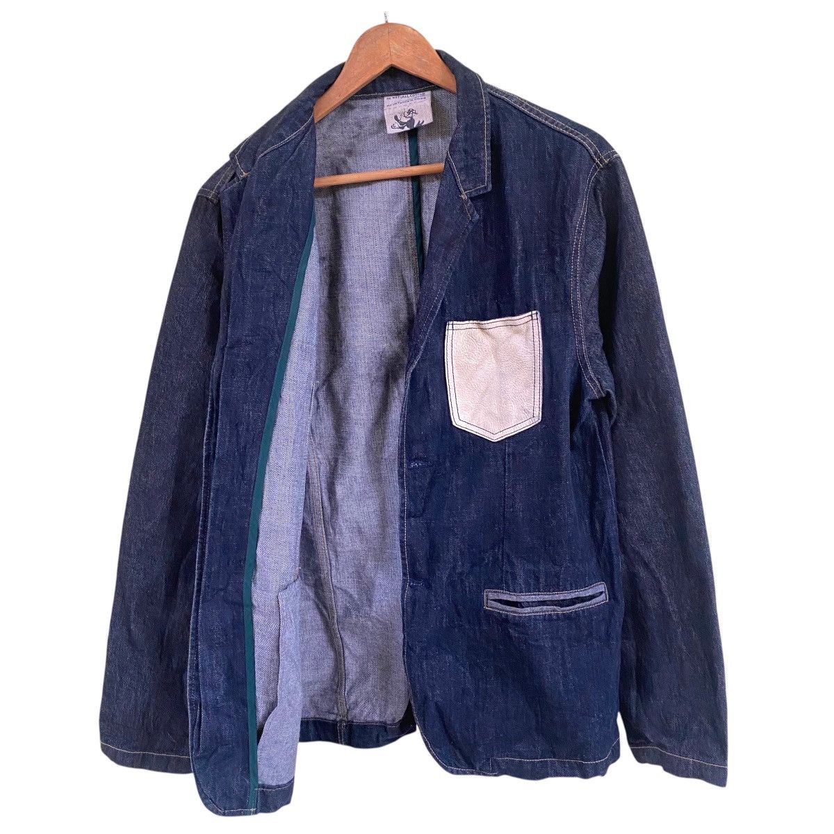 45rpm × Indigo × Japanese Brand 💥HAJA COREA INDIGO LEATHER POCKET DENIM JACKET Size US M / EU 48-50 / 2 - 7 Thumbnail