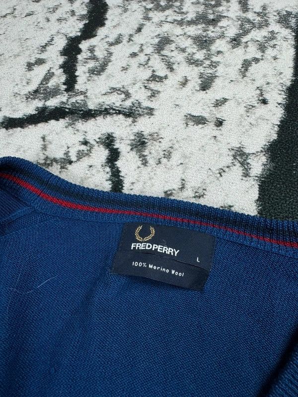 Fred Perry Fred Perry Blue Merino Wool Cardigan Sweater L Size US L / EU 52-54 / 3 - 4 Thumbnail