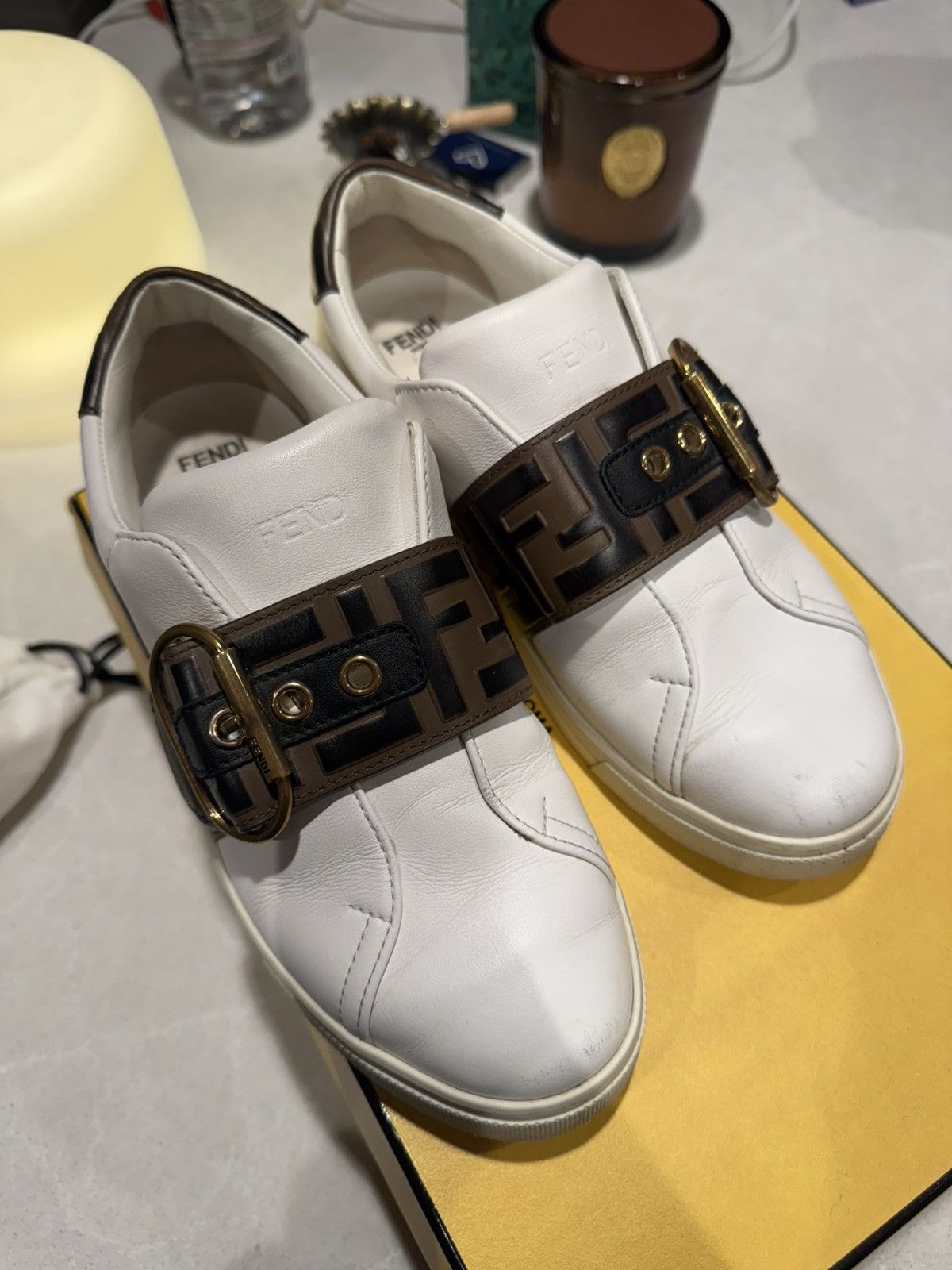 Fendi Fendi Vitello FF Embossed Womens Slip On Sneakers Size US 6.5 / IT 36.5 - 2 Thumbnail