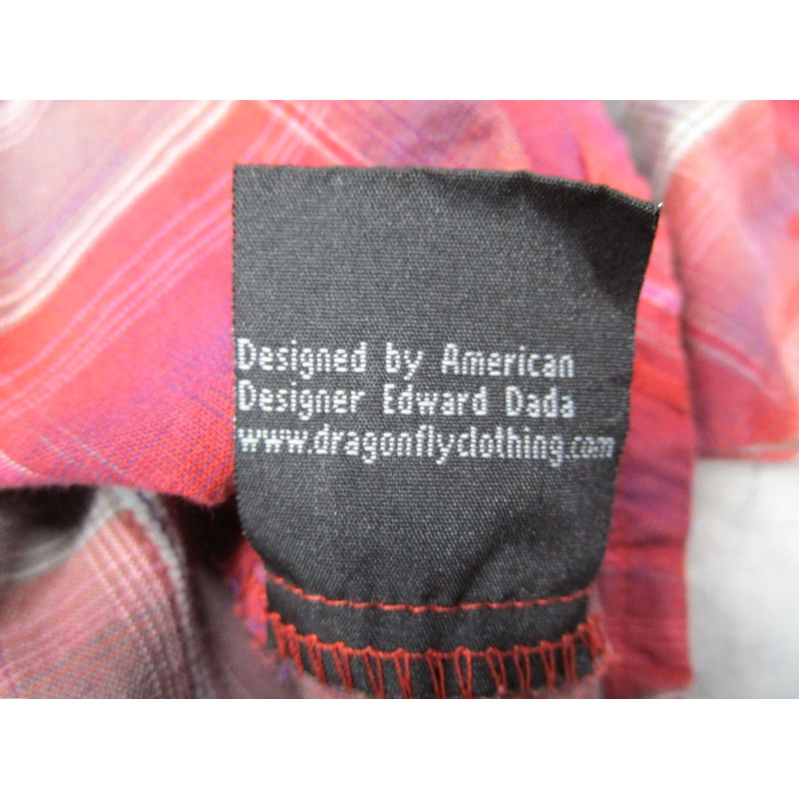 Vintage Dragonfly Button-Up Shirt Men's Extra Large Red Plaid Retro Rock Music Long Sleeve Size US XL / EU 56 / 4 - 4 Thumbnail