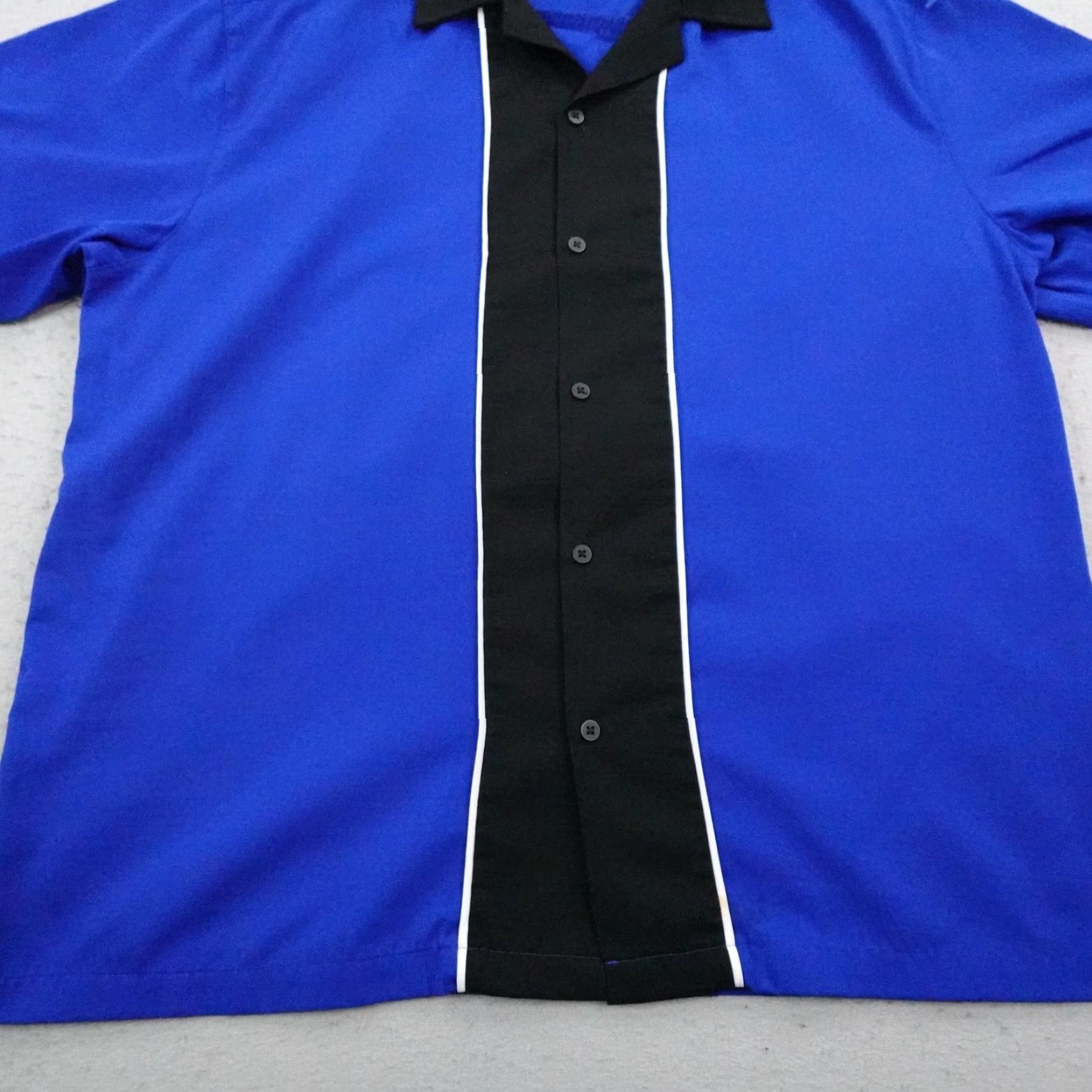 Vintage Cruisin USA Shirt Mens XL Blue Black Bowling Button-Up Retro Camp Rockabilly Size US XL / EU 56 / 4 - 3 Thumbnail