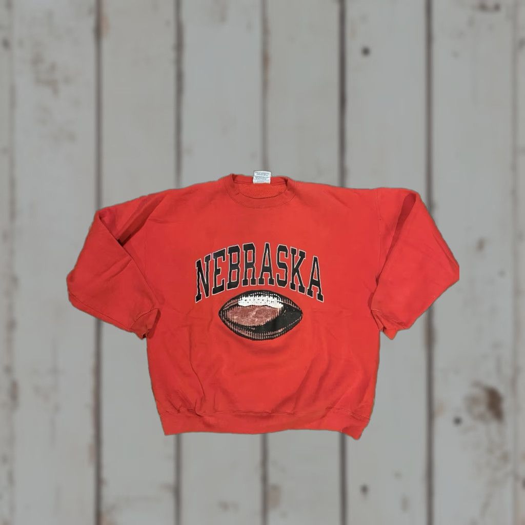 Adidas VTG 90s Adidas Nebraska Huskers Football Sweatshirt Mens XL Red Made In USA Rare Size US XL / EU 56 / 4 - 1 Thumbnail