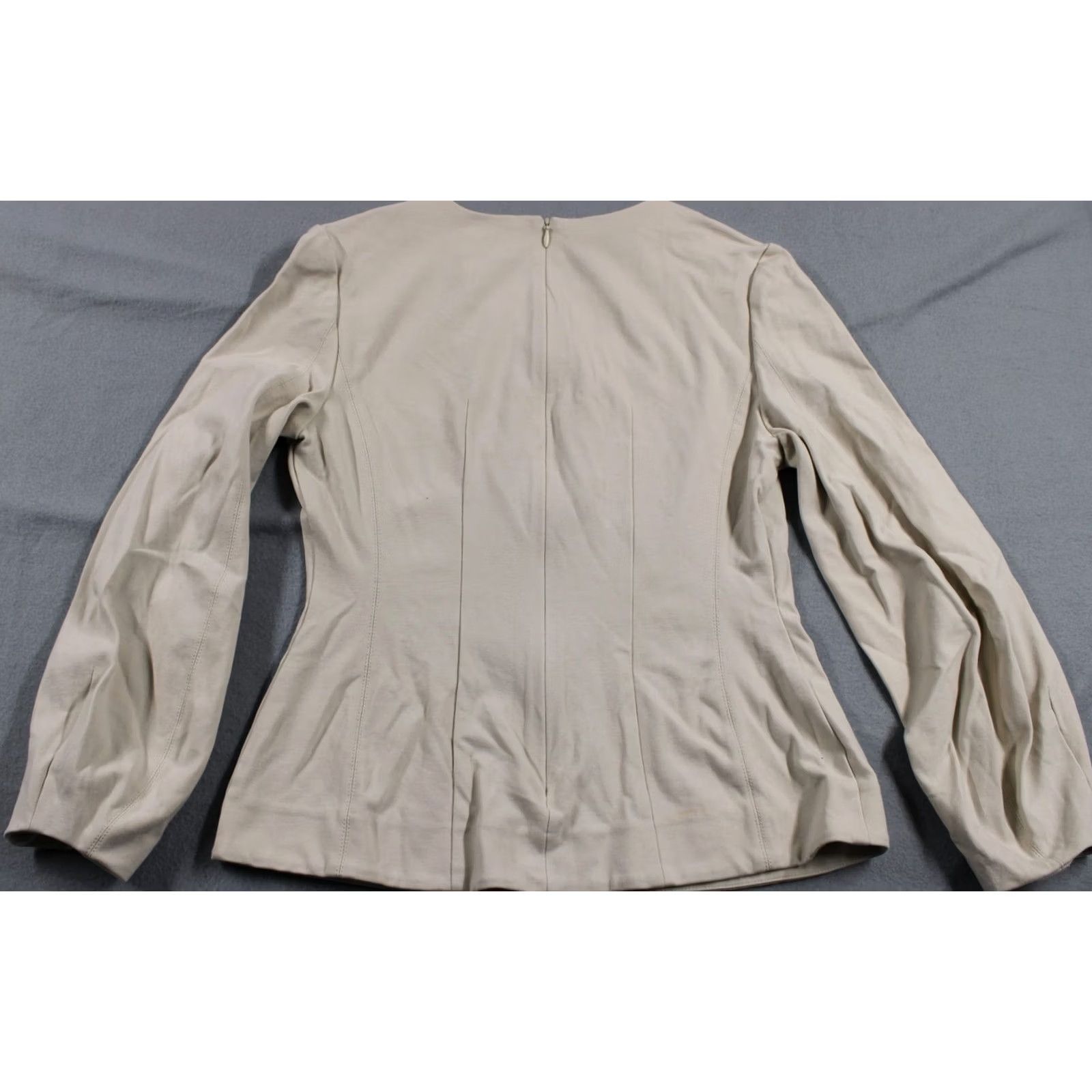 M.M.LaFleur M.M. Lafleur Blouse Womens Small Beige Long Sleeve Fitted Zip Back Work Top Size S / US 4 / IT 40 - 6 Thumbnail