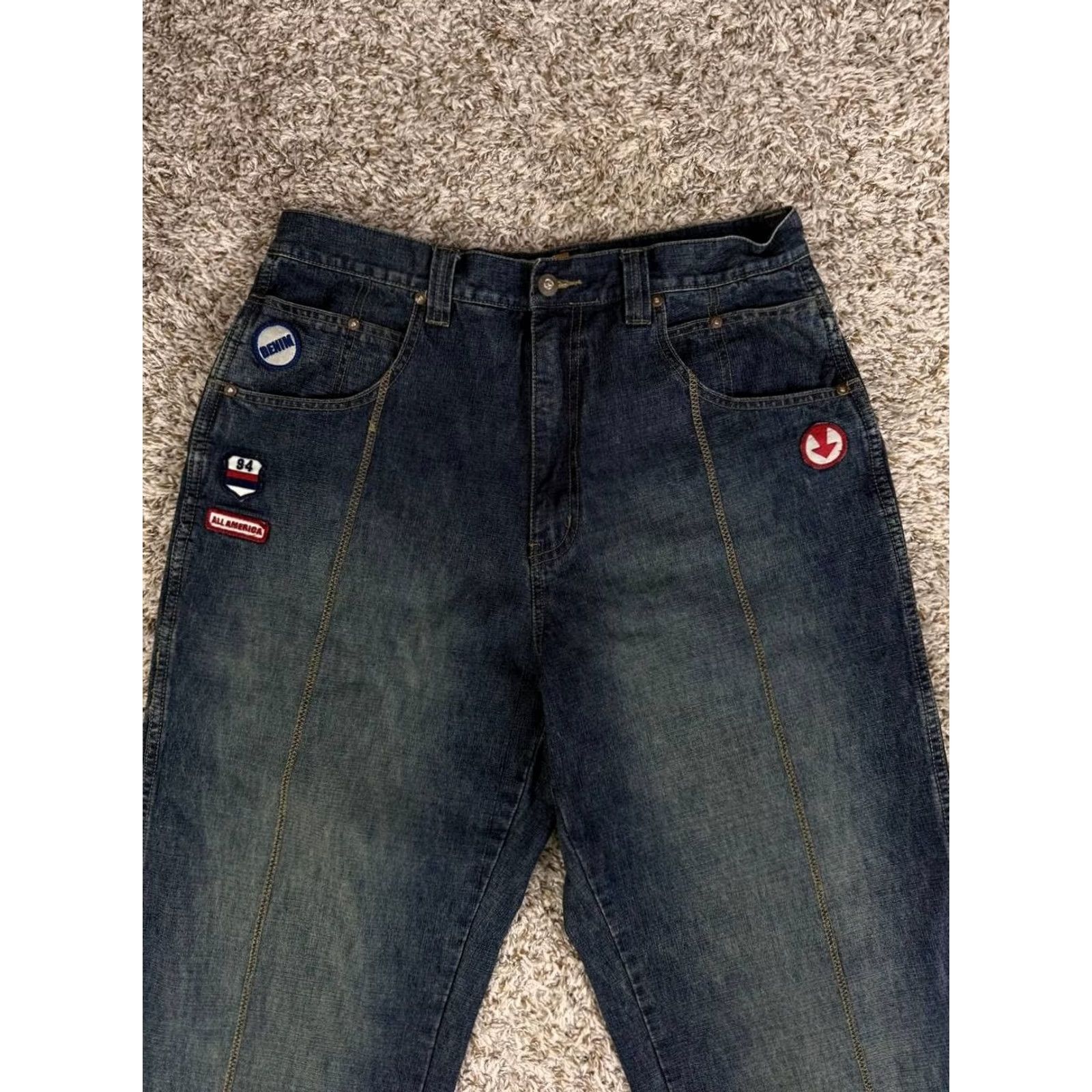 Denime VINTAGE PJ MARK Jeans Baggy Denim 36x32 Y2K Hip Hop Skate Patchwork Mens Size US 36 / EU 52 - 3 Thumbnail
