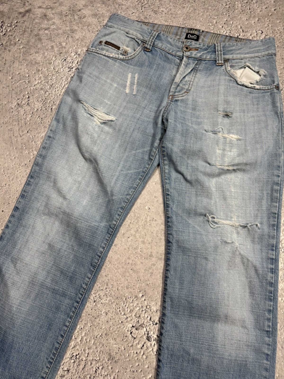 Dolce & Gabbana Dolce Gabbana D&G Big Logo Distressed Denim Jeans Y2K Pants Size US 33 - 12 Thumbnail