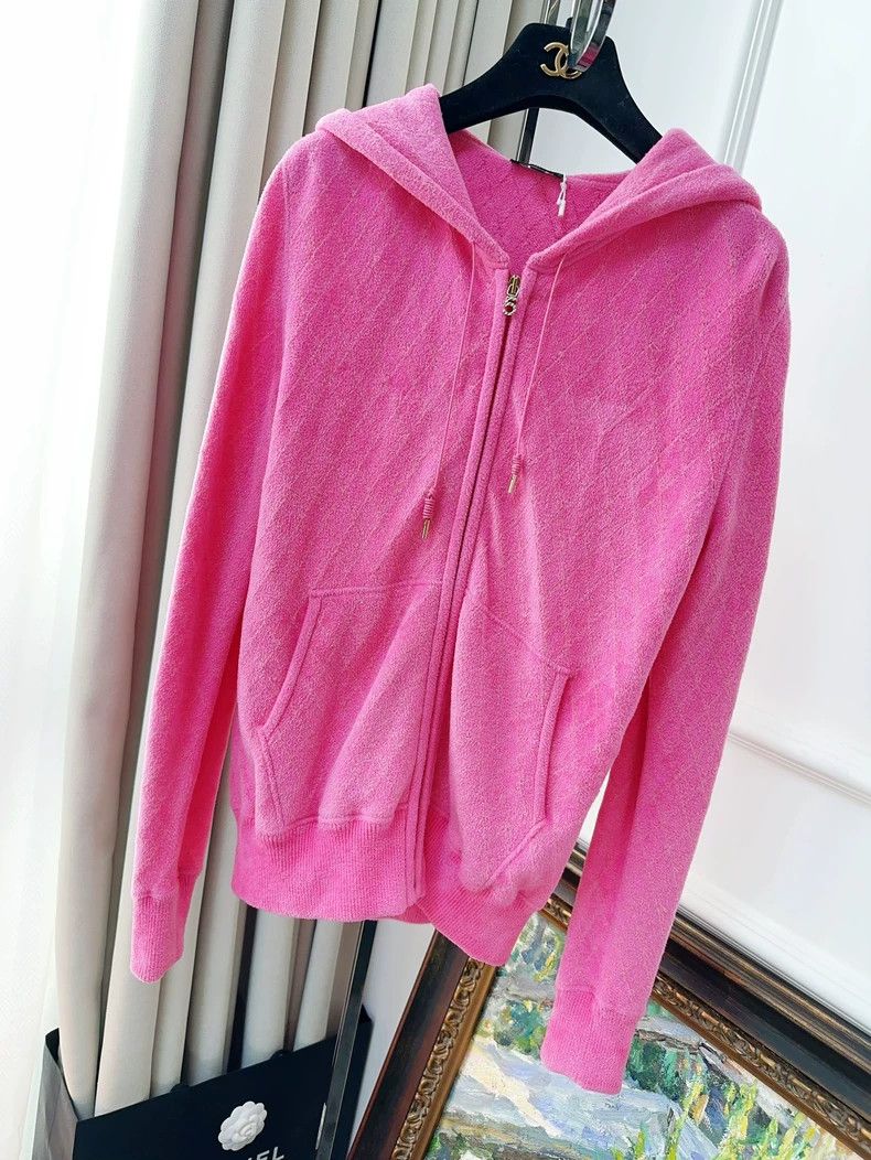 Chanel Chanel Peach pink and gold diamond checkered hooded velvet Size XXS / US 00 / IT 34 - 1 Thumbnail