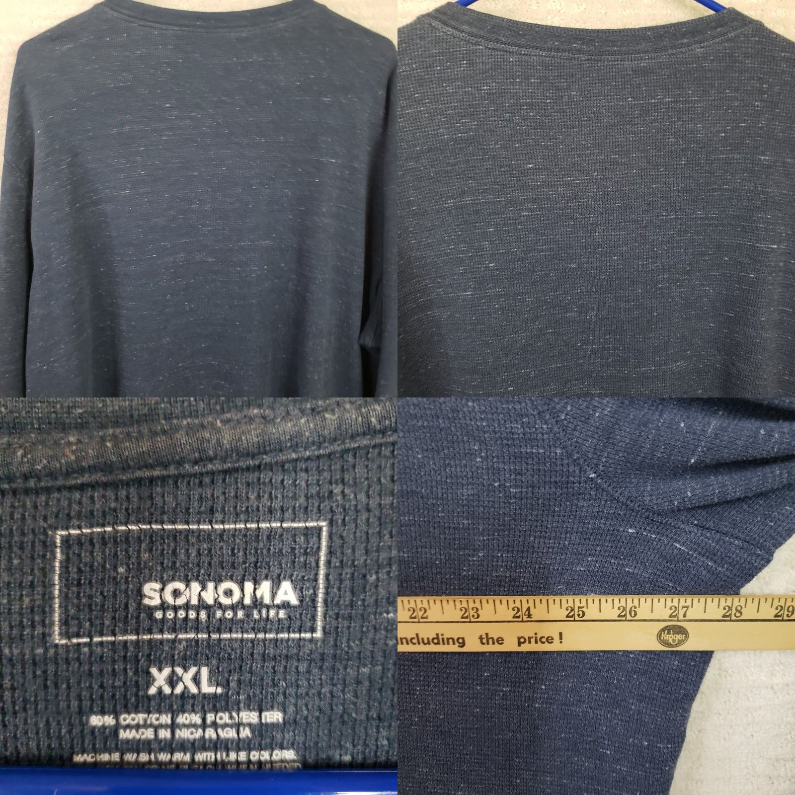 Vintage Sonoma Henley Shirt Mens XXL Blue Long Sleeve Cotton Blend Knit Pullover T-Shirt Size US XXL / EU 58 / 5 - 8 Thumbnail