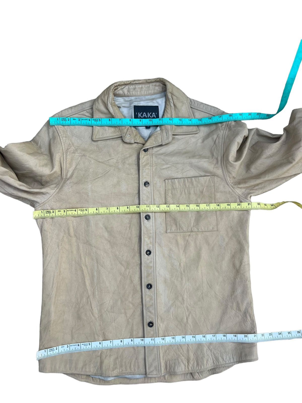 Leather Vintage Kazutaka Kato KAKA Fade Patina Cowhide Leather Shirt Size US M / EU 48-50 / 2 - 3 Thumbnail
