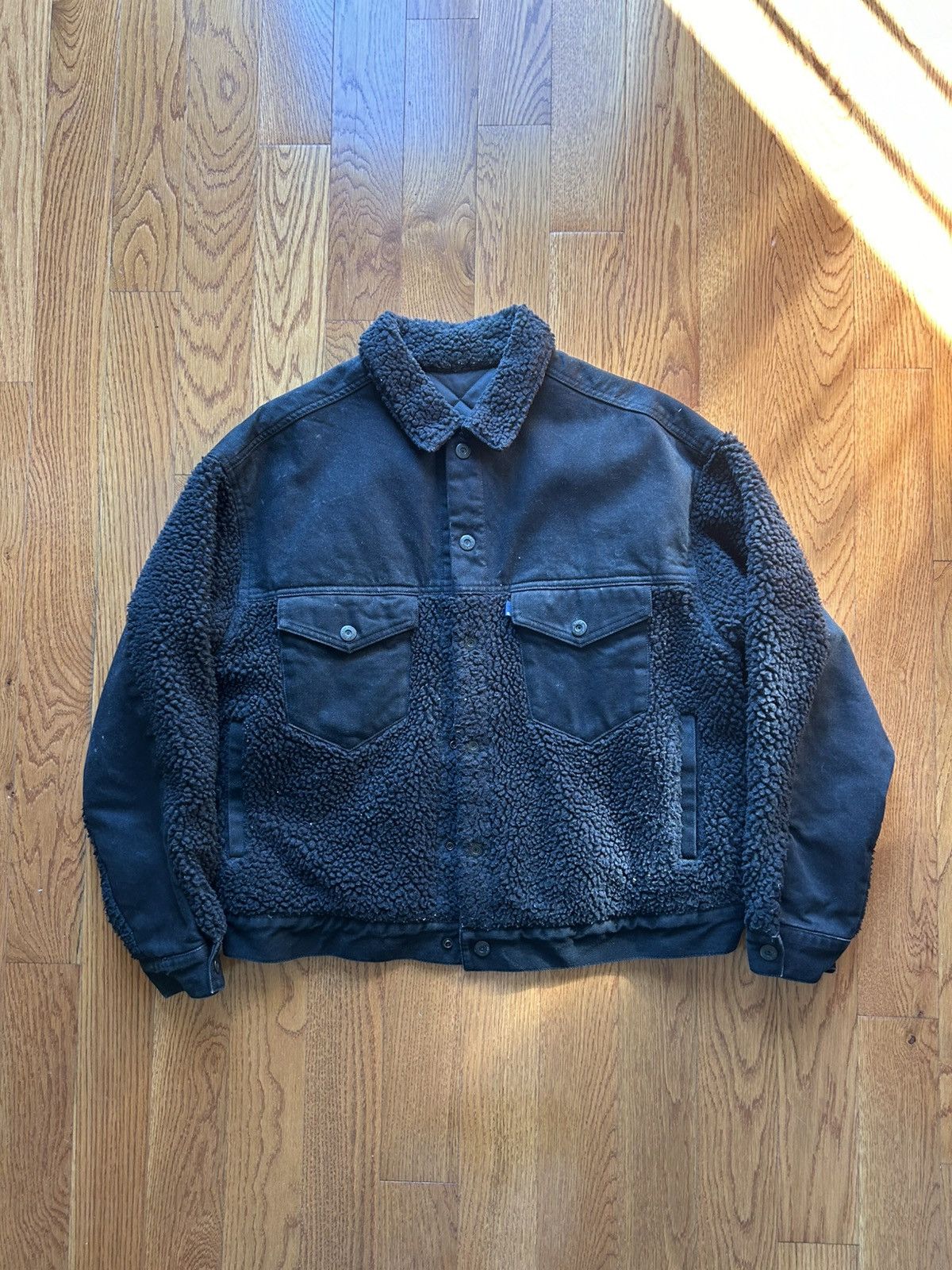 Levi's Made & Crafted Levi’s Made & Crafted Black Sherpa Trucker Jacket Size US M / EU 48-50 / 2 - 1 Thumbnail