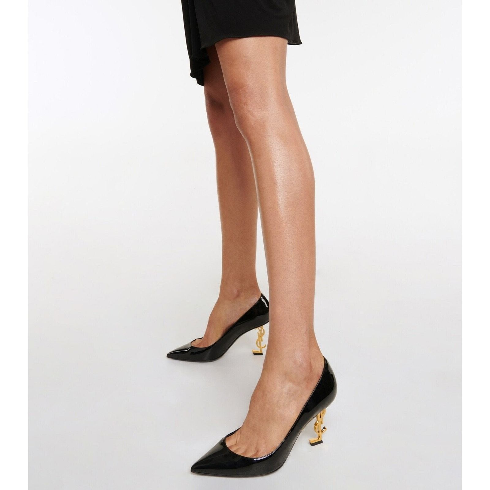 Yves Saint Laurent Saint Laurent Opyum 85 Black Patent Leather Gold YSL 36 Size US 6 / IT 36 - 3 Thumbnail
