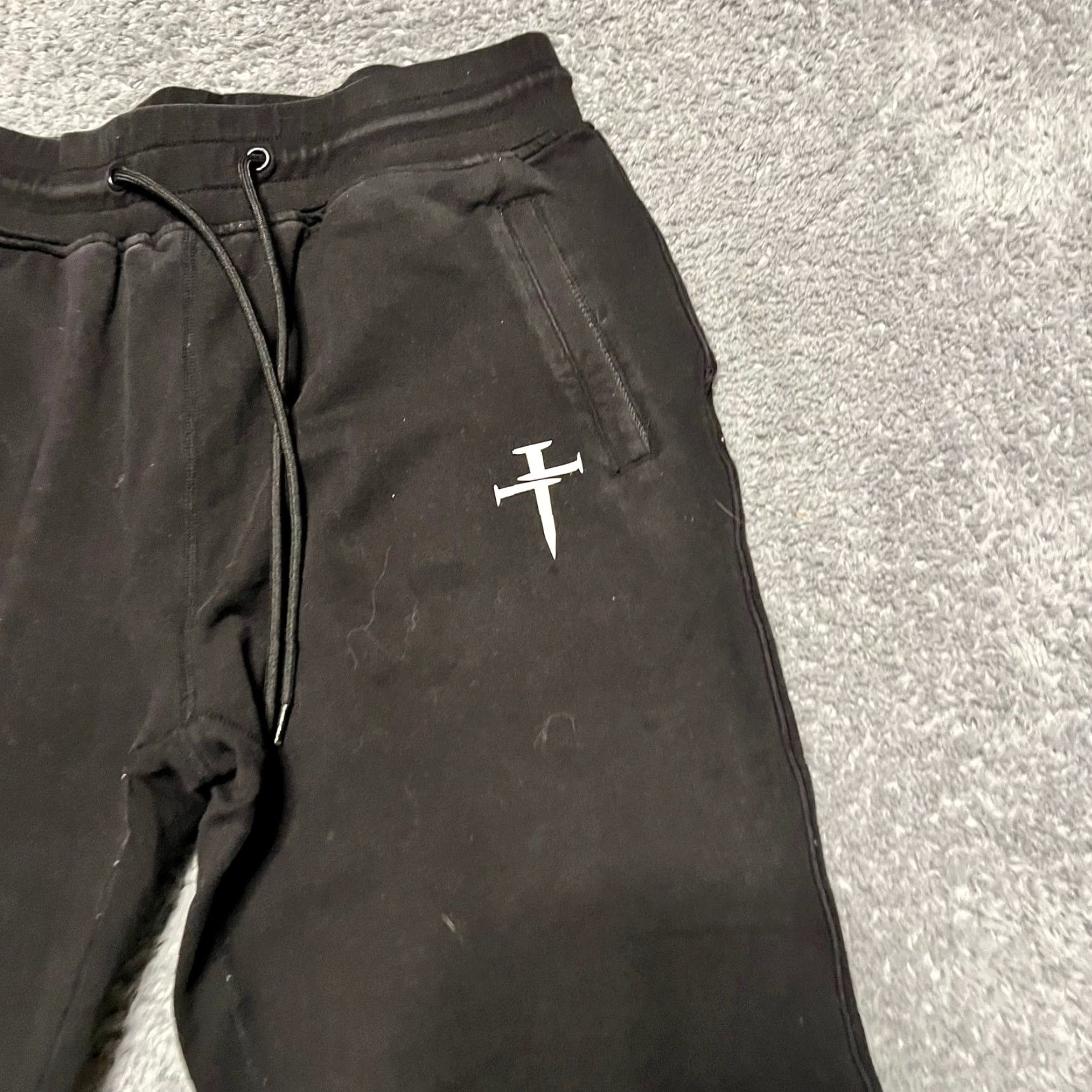 Vintage Three Nails Joggers Pants Women Small Black Pull On Drawstring Pockets Pants Size 28" / US 6 / IT 42 - 3 Thumbnail