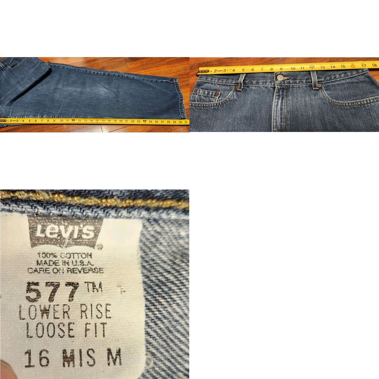 Levi's VINTAGE Levi's 577 Jeans Womens 16 M MIS (34x31) Loose Fit Lower Rise Baggy USA MADE Denim 100% Cotton Jeans Womens Mens? Size 38" / US 16 / IT 52 - 8 Thumbnail