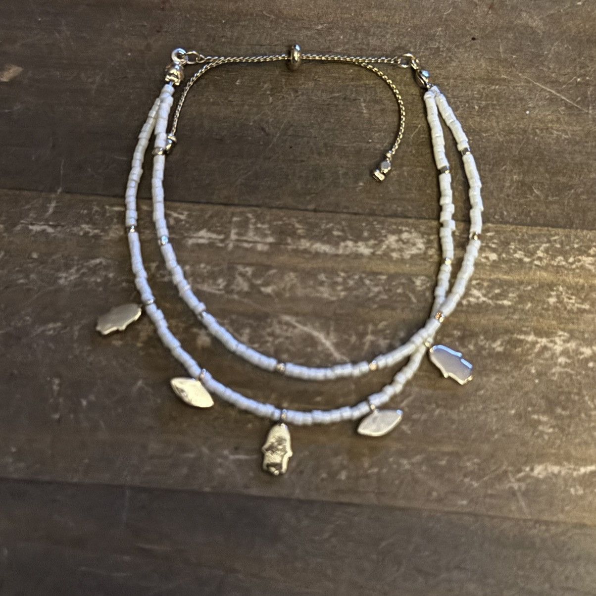 Other White beaded bolo bracelet with hamsa and evil eye charms Size ONE SIZE - 5 Thumbnail