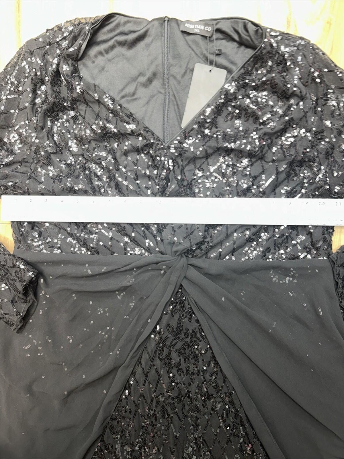 Other miss tian co black sequin v neck long sleev evening gown 3XL Size 3XL / US 20-22 - 6 Thumbnail