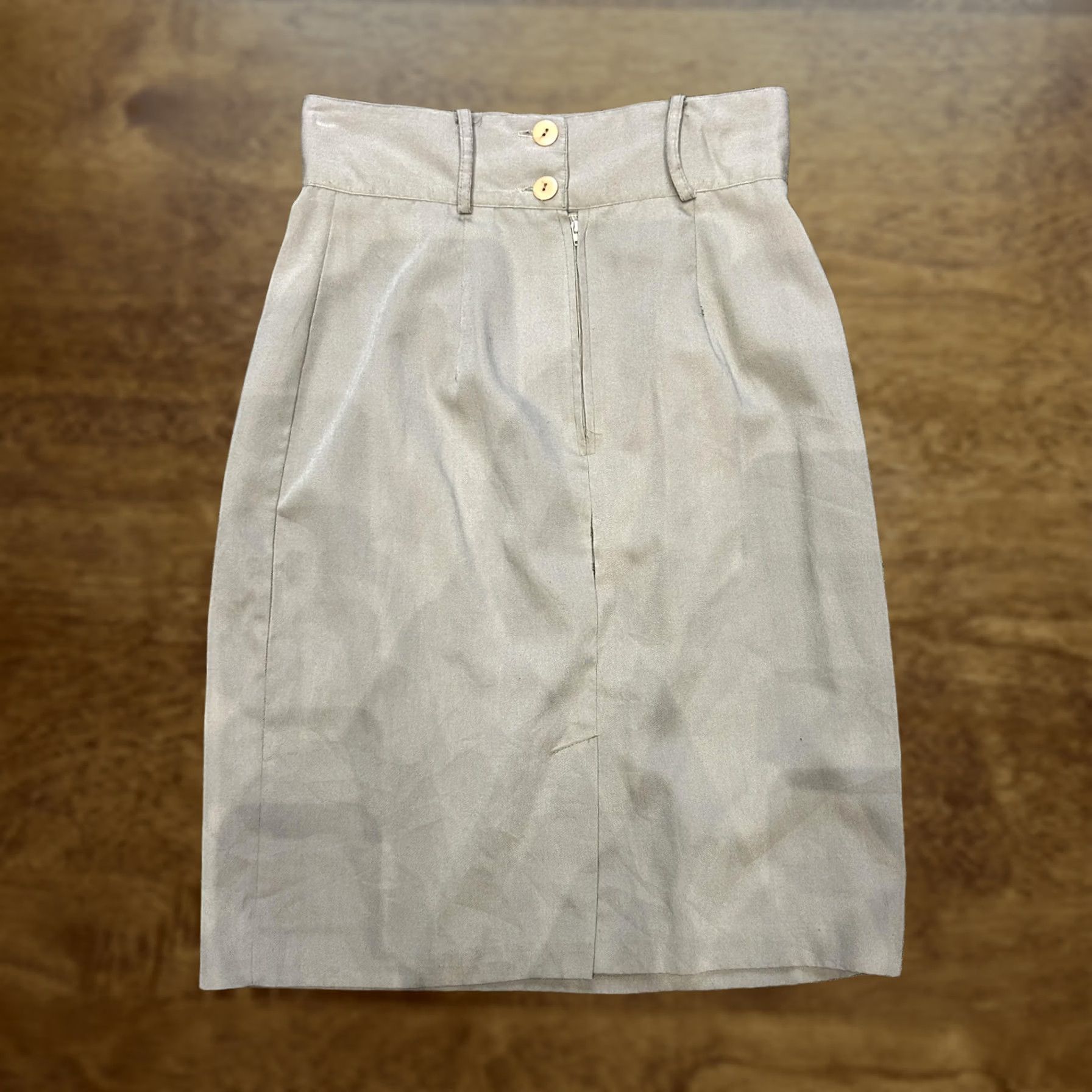 Vintage Beige High Waist Pencil Skirt Womens M Knee Length Office Workwear Career Size 32" / US 10 / IT 46 - 1 Thumbnail