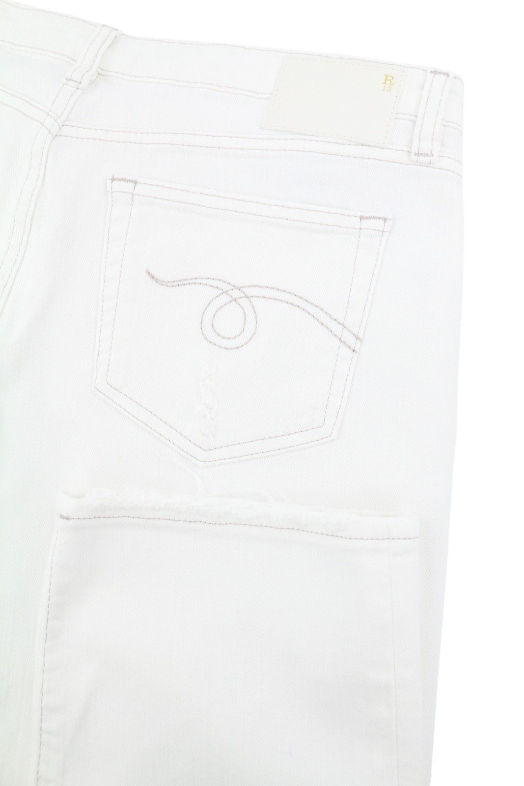 R13 BOY STRAIGHT 29 Bale White Cropped Ankle Zip Jeans 87161 Size 29" - 6 Thumbnail