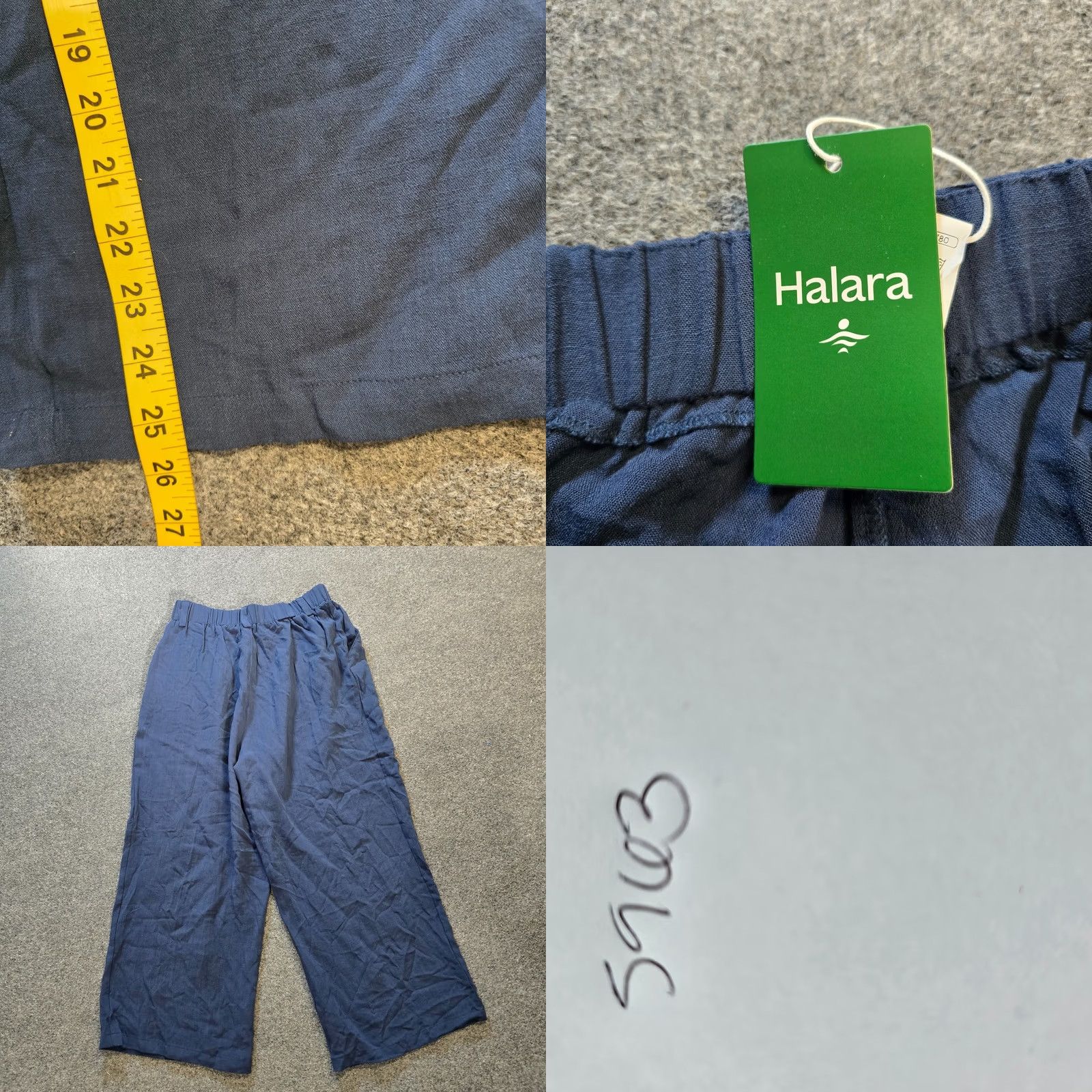 Vintage Halara Pants Womens Petite Large Blue Pleated Wide-Leg Stretch Casual Dress Pants Size 36" / US 14 / IT 50 - 8 Thumbnail