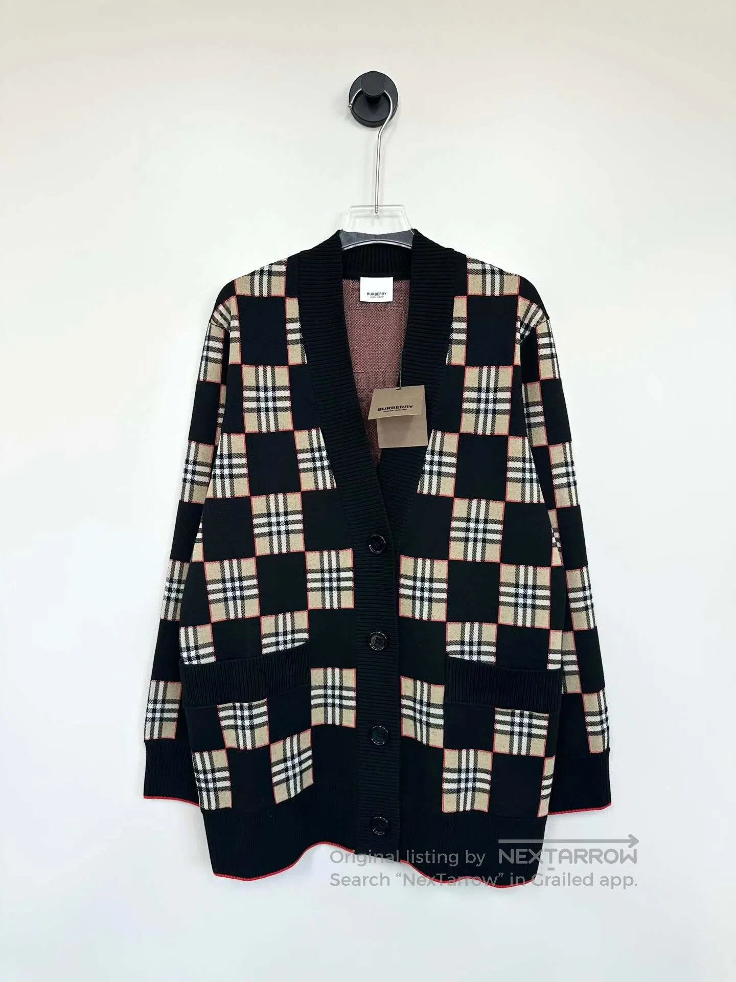 Burberry Burberry Black Checker Knit Wool Cardigan| Size US S / EU 44-46 / 1 - 1 Thumbnail