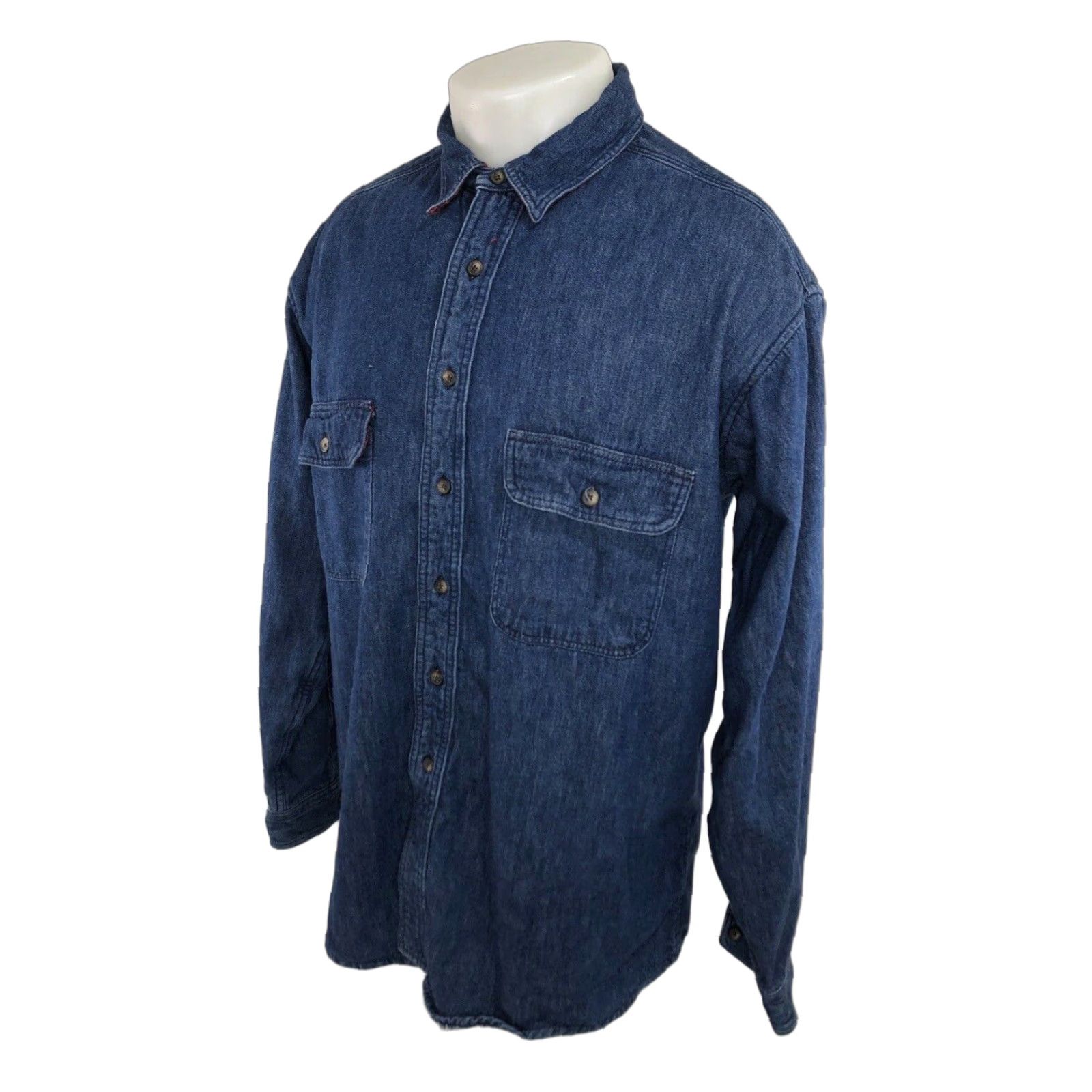Vintage L.L. Bean Denim Shacket L Shirt Jacket Flannel Lined Heavy Duty Mens L Blue Size US L / EU 52-54 / 3 - 1 Thumbnail