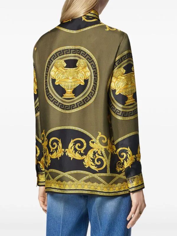 Versace o1s22i1n1024 The Cut Of Silk Shirt in Multicolor Size M / US 6-8 / IT 42-44 - 4 Thumbnail