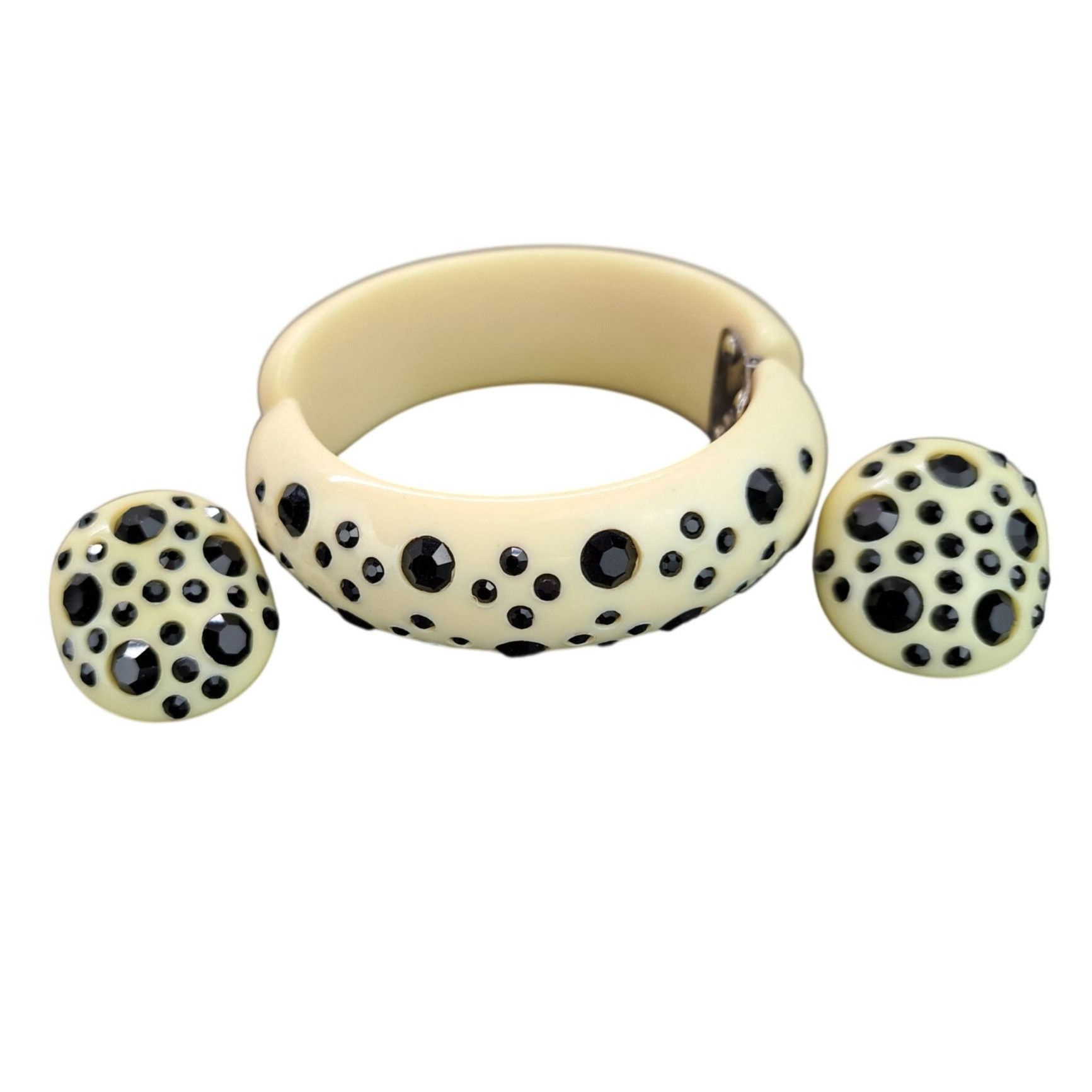 Vintage Vintage Weiss Clamper Bracelet & Clip-On Earrings Set Black Size ONE SIZE - 1 Thumbnail