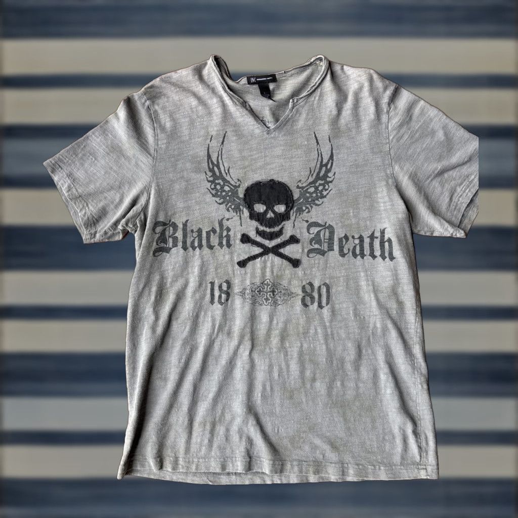 Incu VINTAGE INC Cross Skull Wings T-Shirt L Gray Cotton Embroidered Crew Neck Short Sleeve Men Size US L / EU 52-54 / 3 - 1 Thumbnail