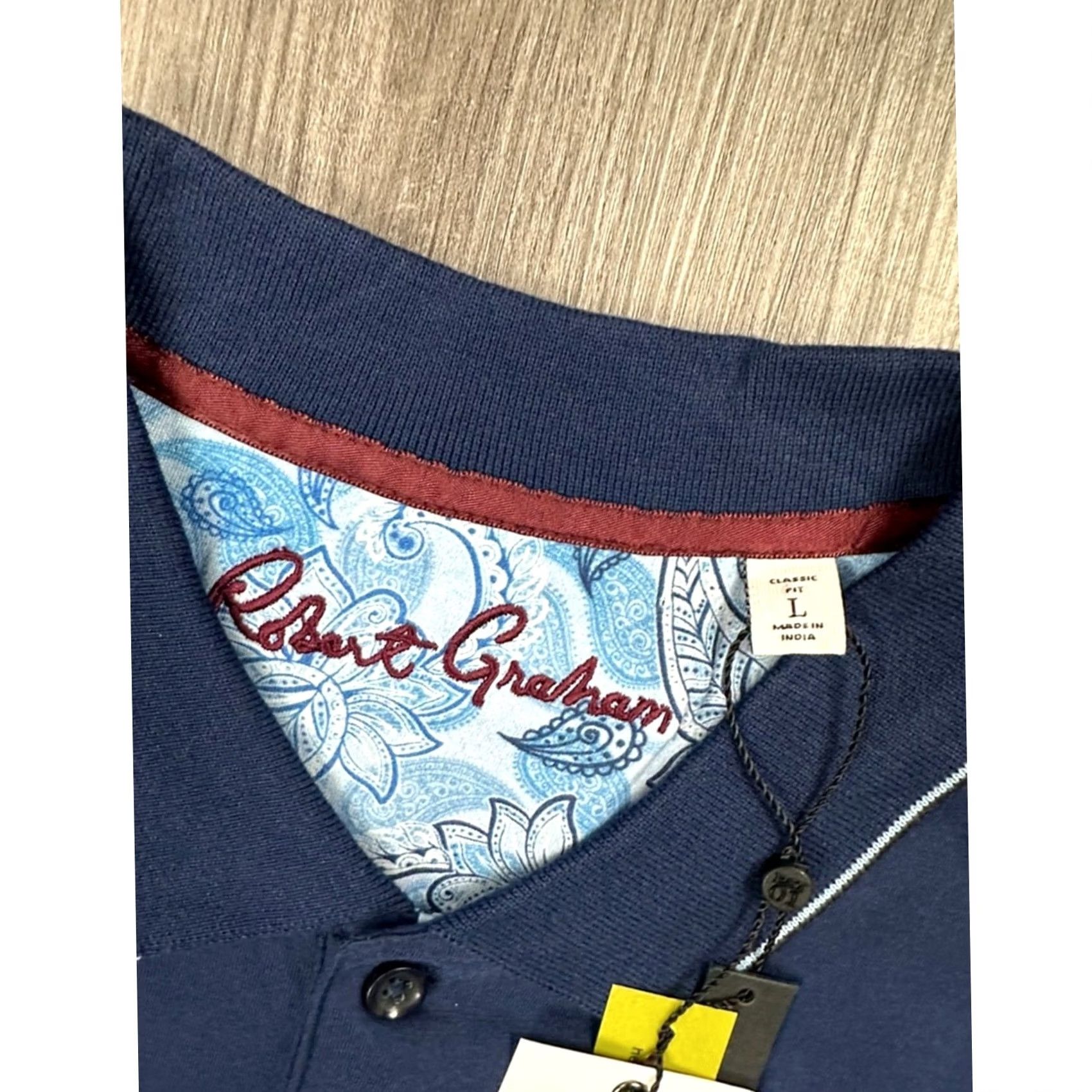 Robert Graham Robert Graham Rossi Skull and Rose Logo Navy Classic Fit Polo - Large Men Shirt Size US L / EU 52-54 / 3 - 6 Thumbnail