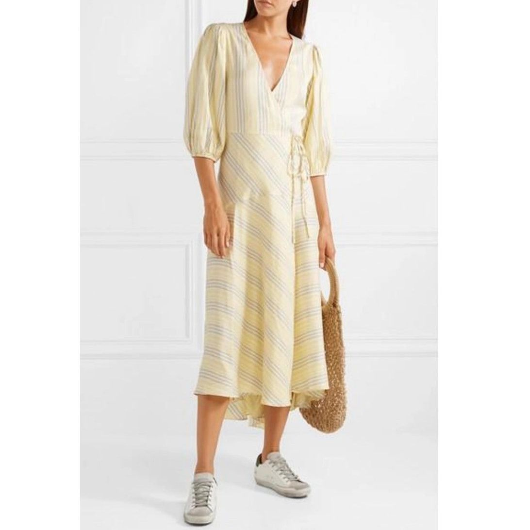 Ganni Ganni Bergamot silk wrap dress yellow stripe size 38 / US 6 Size M / US 6-8 / IT 42-44 - 17 Thumbnail
