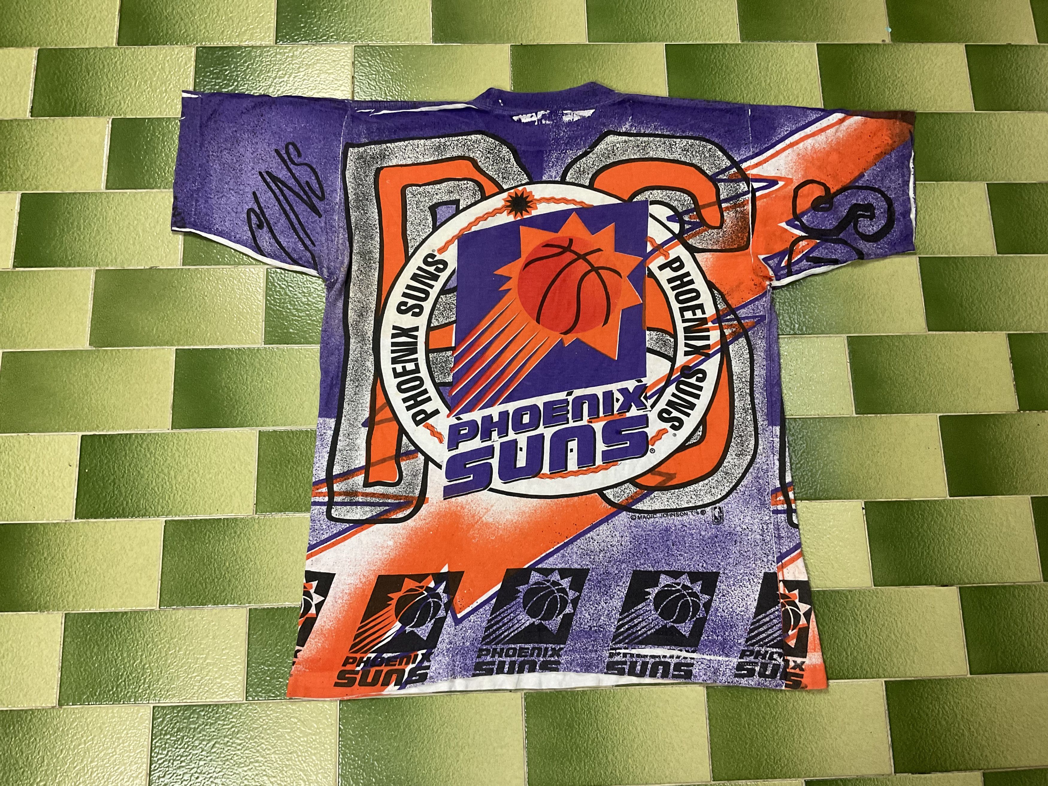 NBA Vintage 90s Phoenix Suns All Over Print T-Shirt Double Sided Size US L / EU 52-54 / 3 - 2 Thumbnail