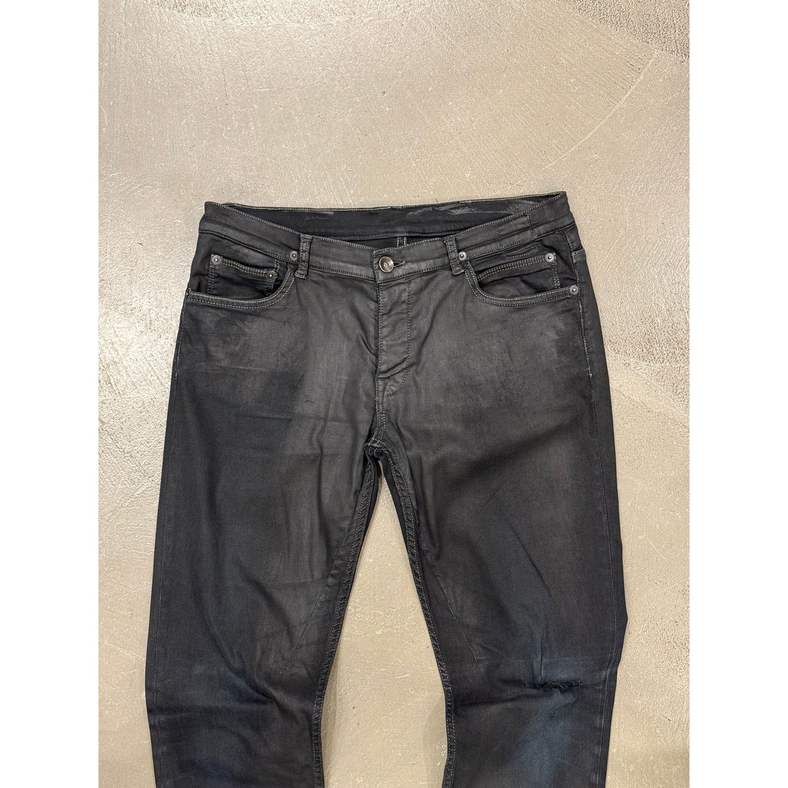 Rick Owens 2000s Rick Owens coated distressed faded slim jeans Size 31" - 5 Thumbnail