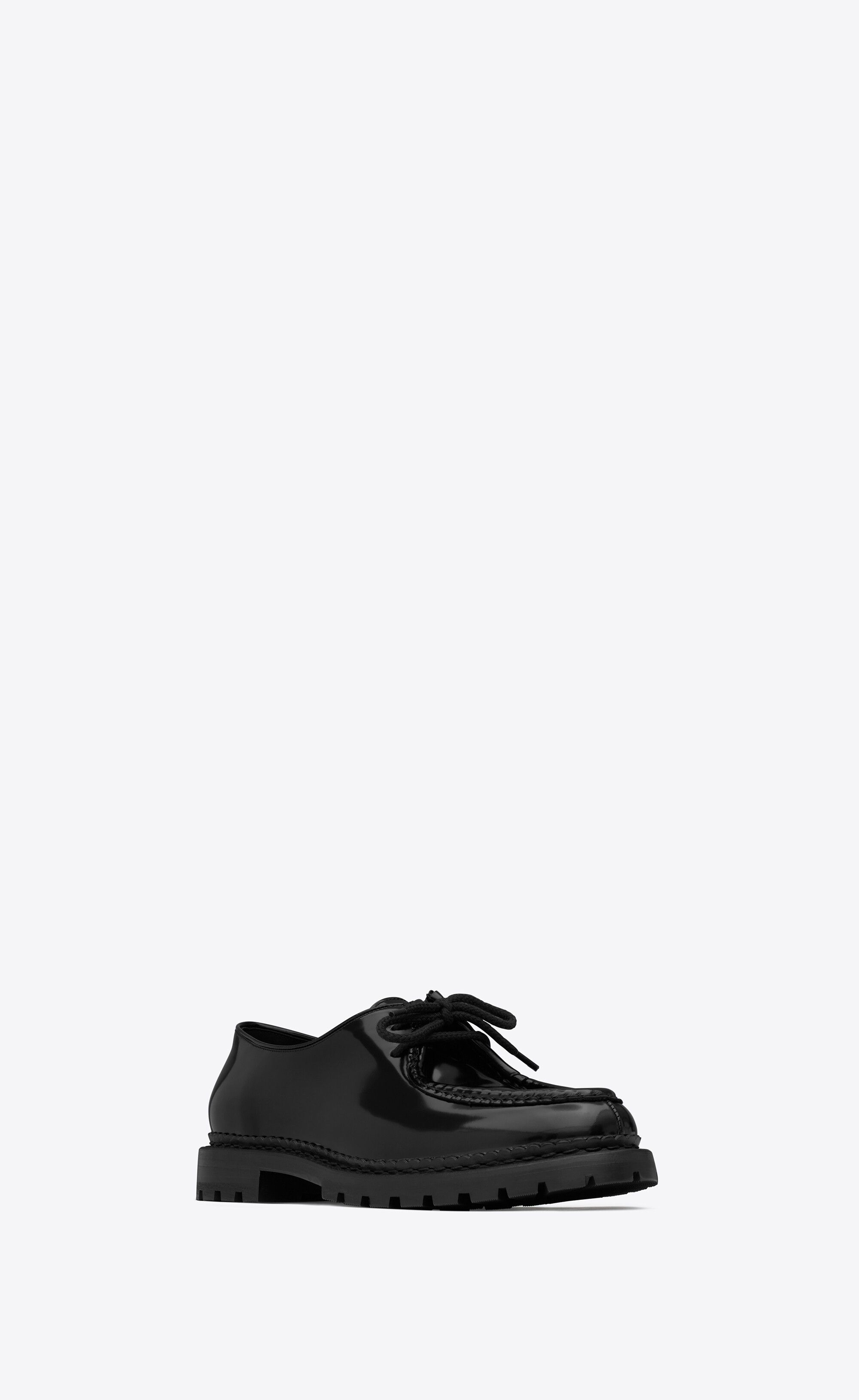 Saint Laurent Paris o1b1hav111025 687532 Malo Derbies Shoes In Glazed Leather Size US 10 / EU 43 - 3 Thumbnail