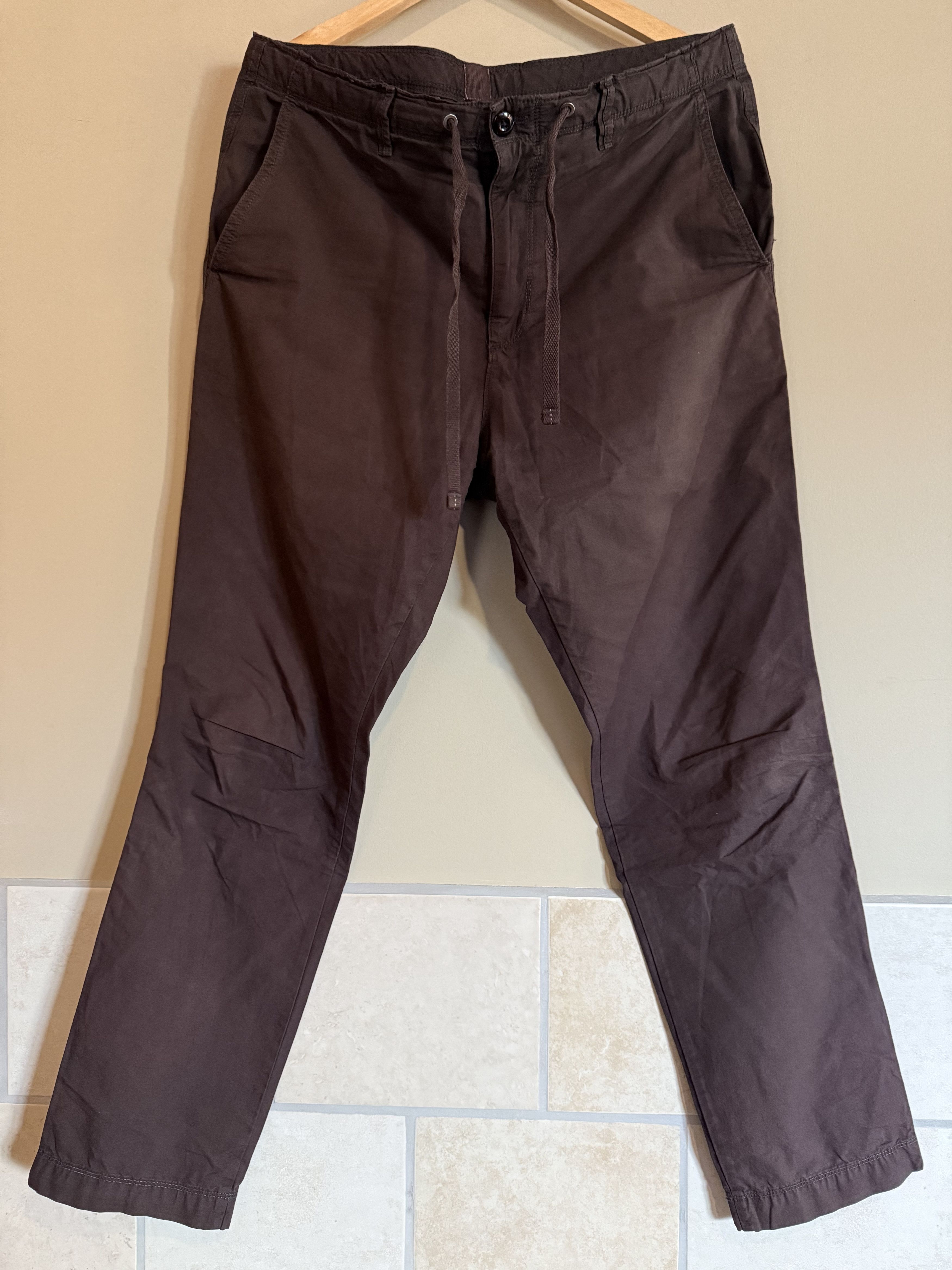 Gap Gap Brown/Plum Cotton Drawstring Pants, Men's Large Size US 35 - 1 Thumbnail