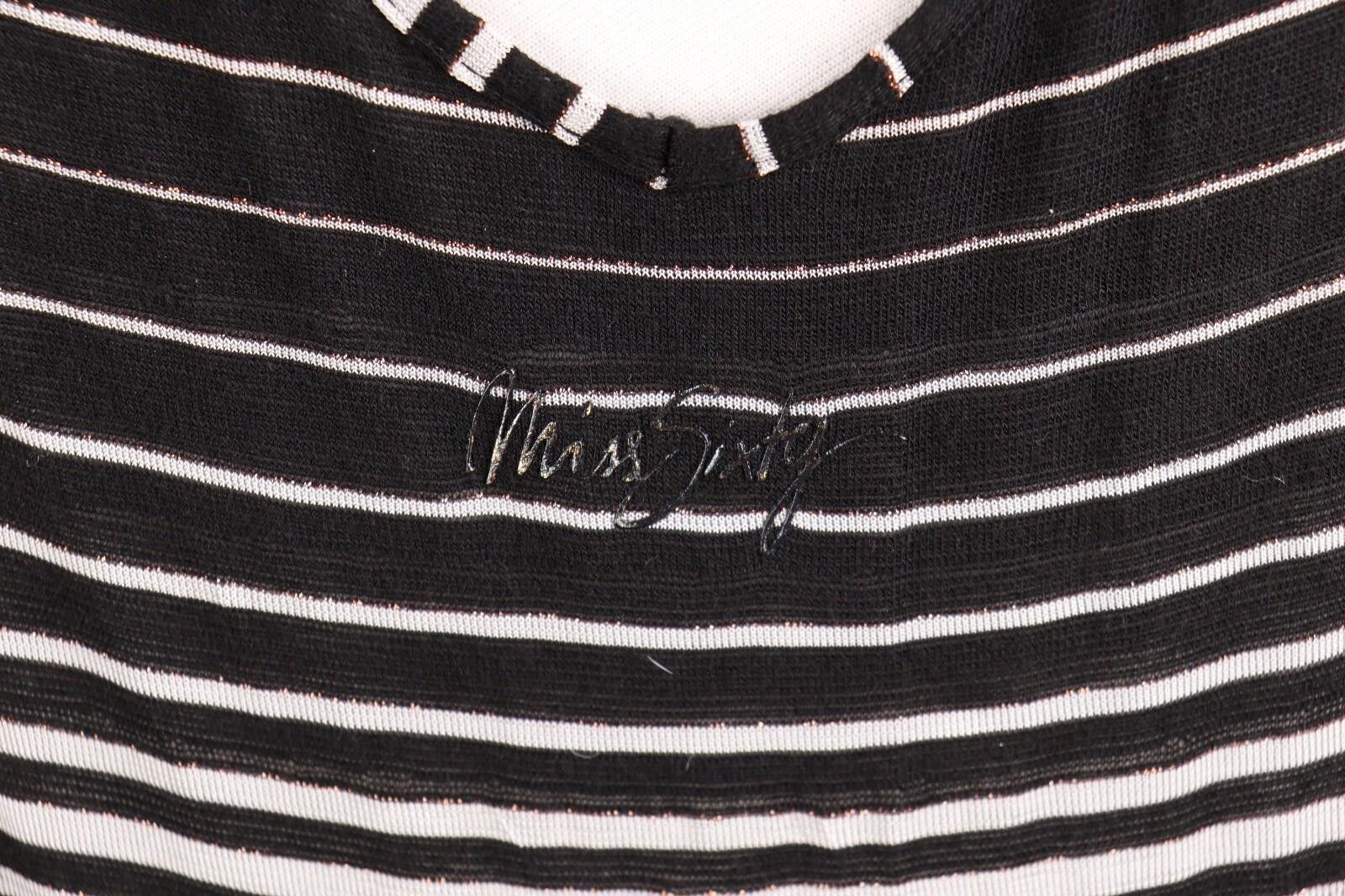 Designer Miss Sixty Black Stripe Knit Bodycon Midi Dress Size M Size M / US 6-8 / IT 42-44 - 12 Thumbnail