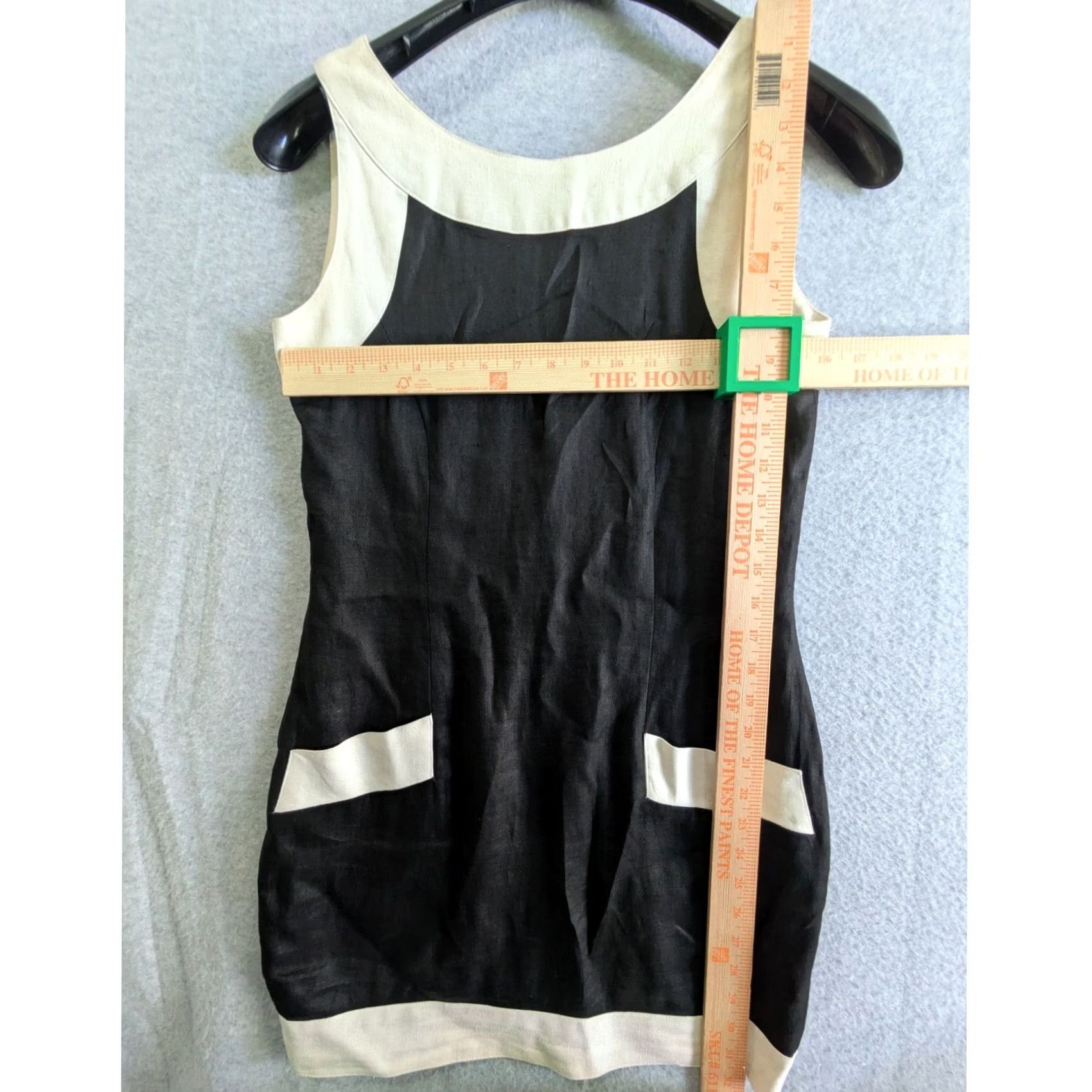 Vintage Andrea Jovine Dress Size 6 Black White Trim Linen Sleeveless Classic Mini Size M / US 6-8 / IT 42-44 - 2 Thumbnail