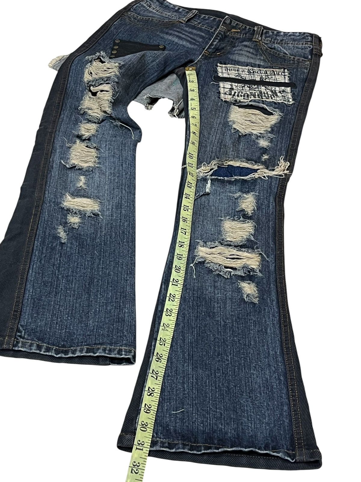 Japanese Brand Sick ALGONQUINS punk gothic bondage flared distressed jeans Size US 30 / EU 46 - 18 Thumbnail